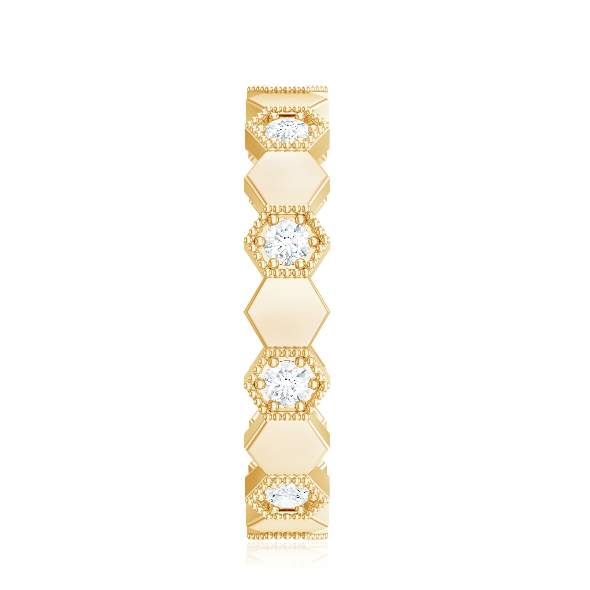 Certified Diamond Geometric Band Ring Natural - ( HI-SI ) - Rosec Jewels