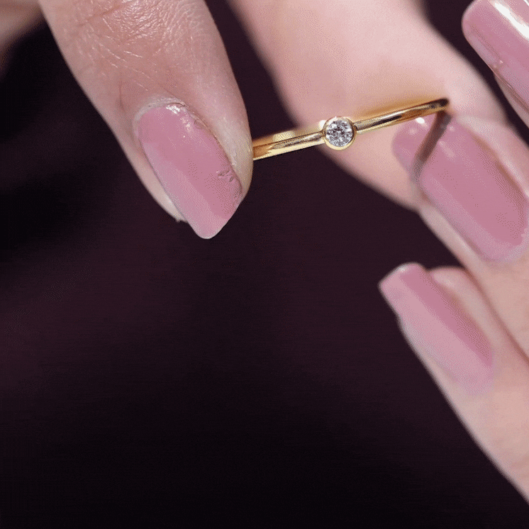 Natural Diamond Dainty Promise Ring in Bezel Setting Natural - ( HI-SI ) - Rosec Jewels
