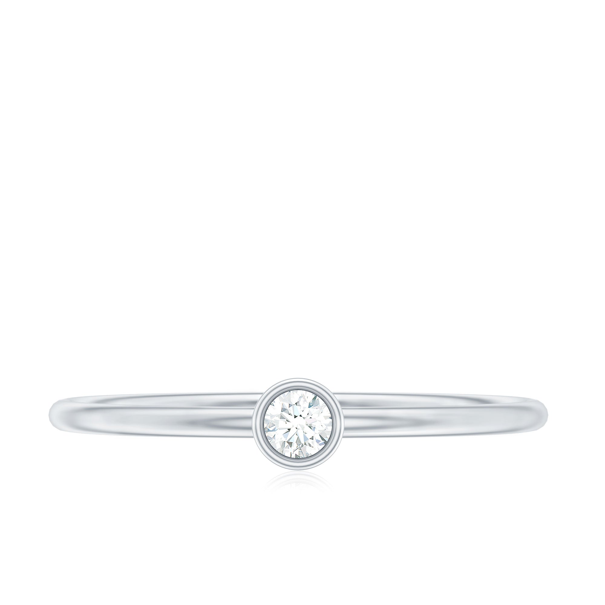 Natural Diamond Dainty Promise Ring in Bezel Setting Natural - ( HI-SI ) - Rosec Jewels
