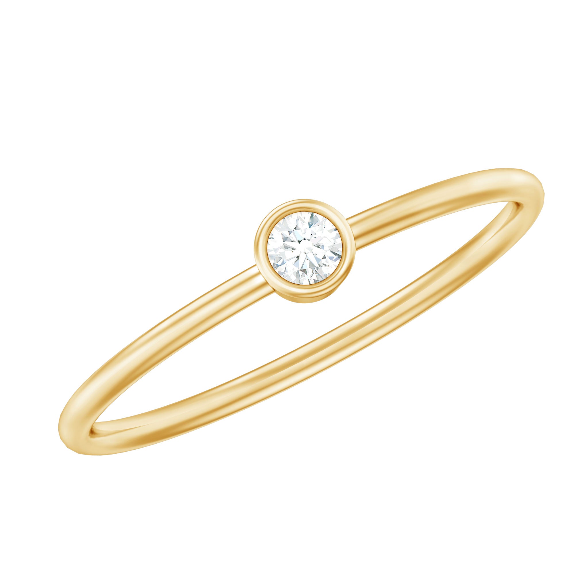 Natural Diamond Dainty Promise Ring in Bezel Setting Natural - ( HI-SI ) - Rosec Jewels