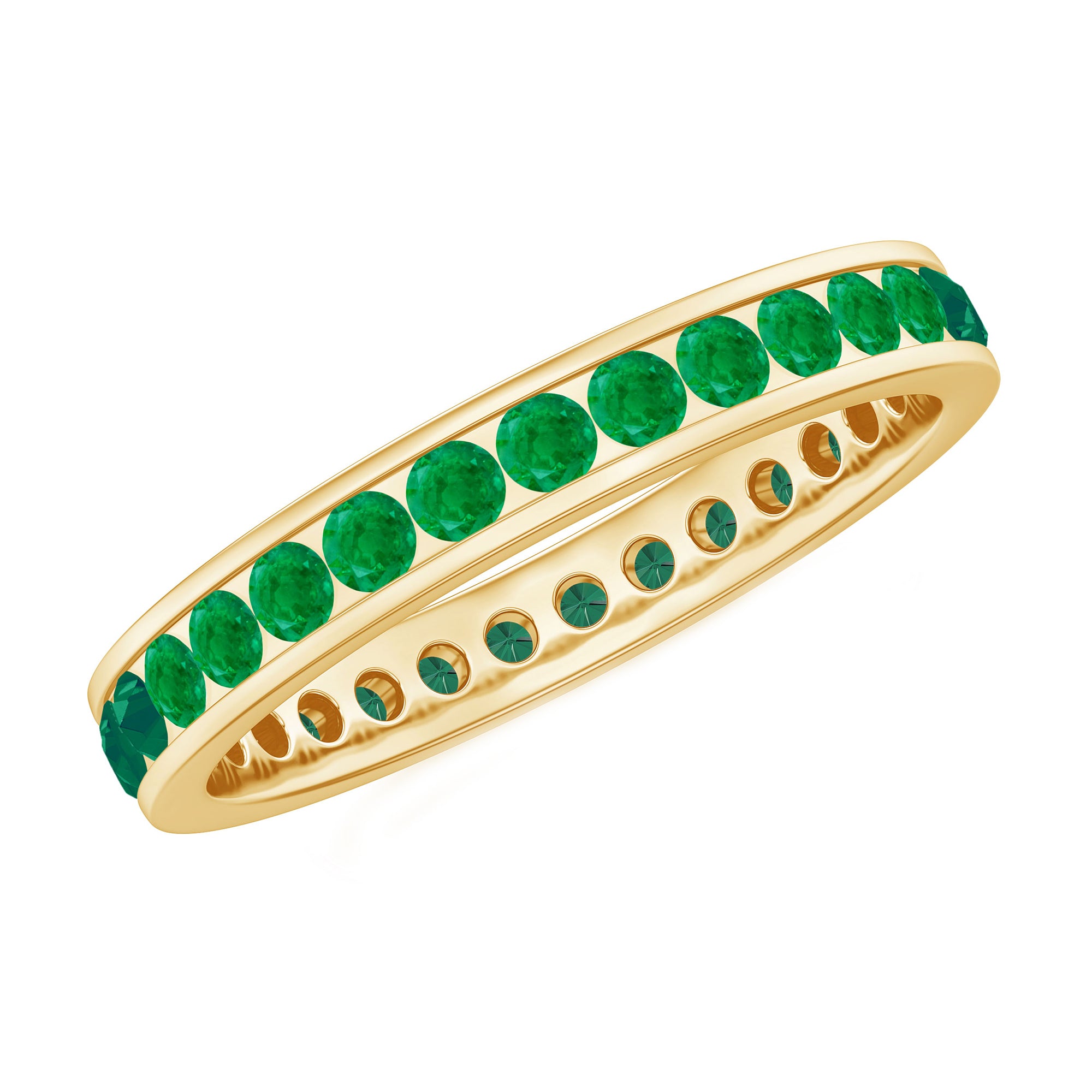 Channel Set Emerald Full Eternity Band Ring for Women AAA - Rosec Jewels