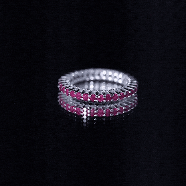 Natural Ruby Full Eternity Ring with Diamond for Women AAA - Rosec Jewels