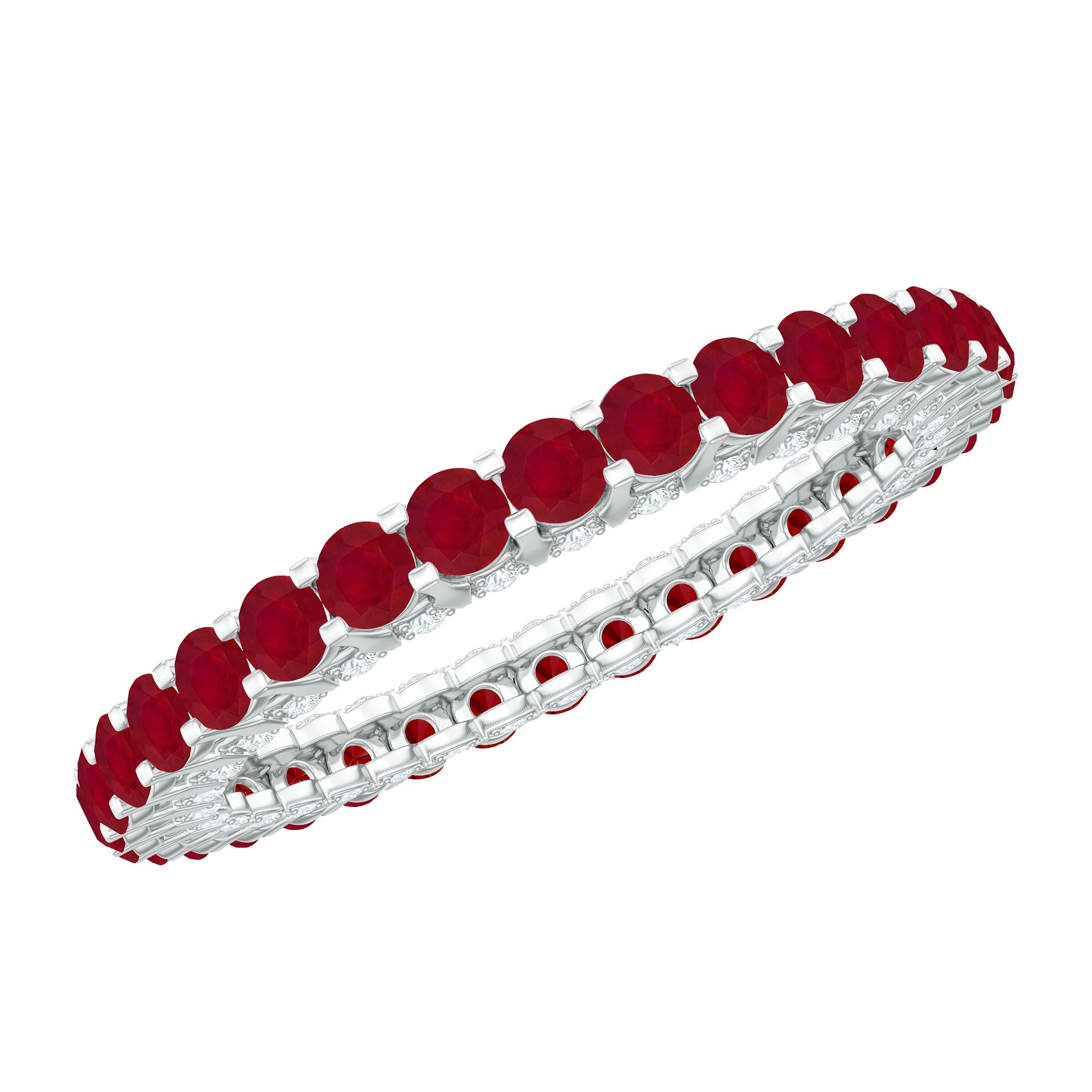 Natural Ruby Full Eternity Ring with Diamond for Women AAA - Rosec Jewels