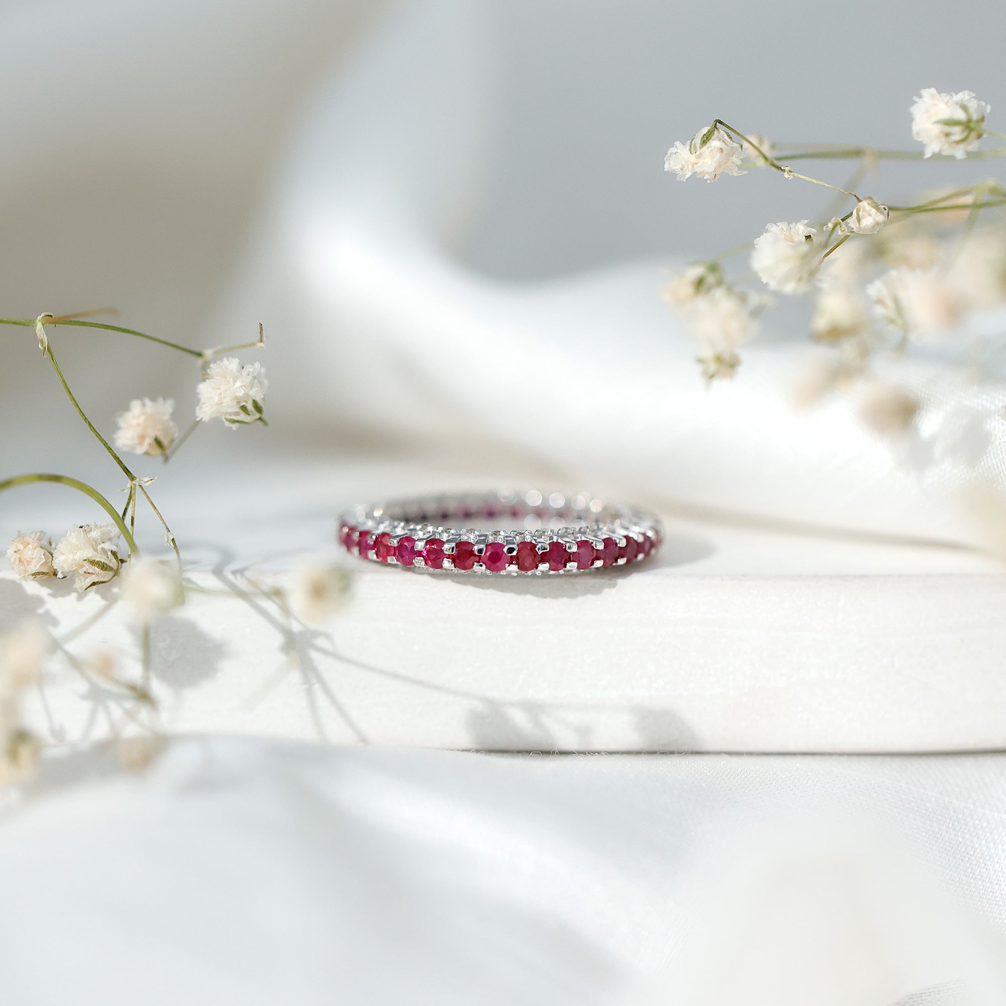 Natural Ruby Full Eternity Ring with Diamond for Women AAA - Rosec Jewels