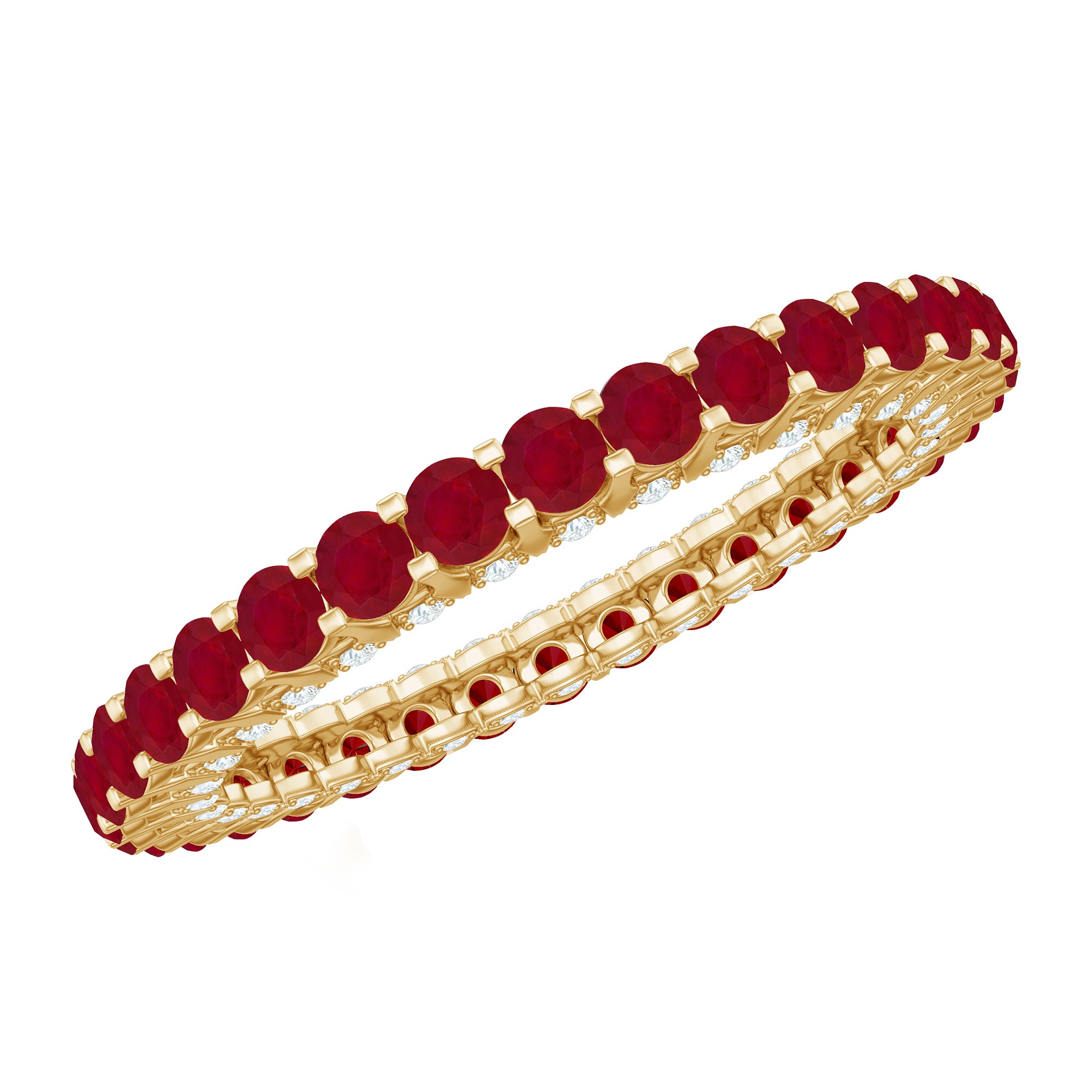 Natural Ruby Full Eternity Ring with Diamond for Women AAA - Rosec Jewels