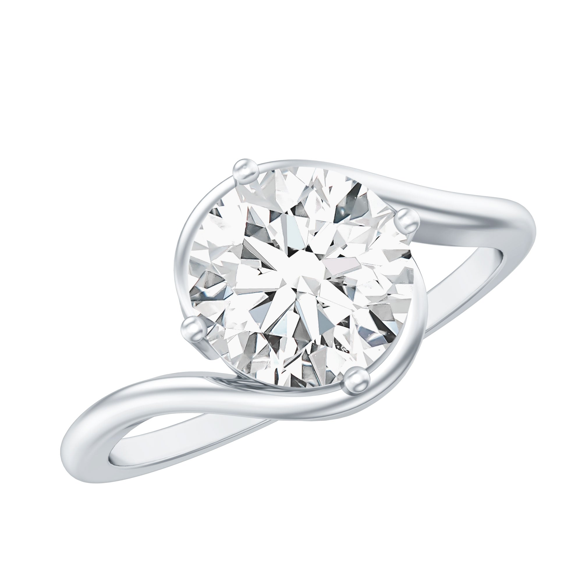 Round Cut 8 MM Moissanite Solitaire Engagement Ring in Bypass Shank