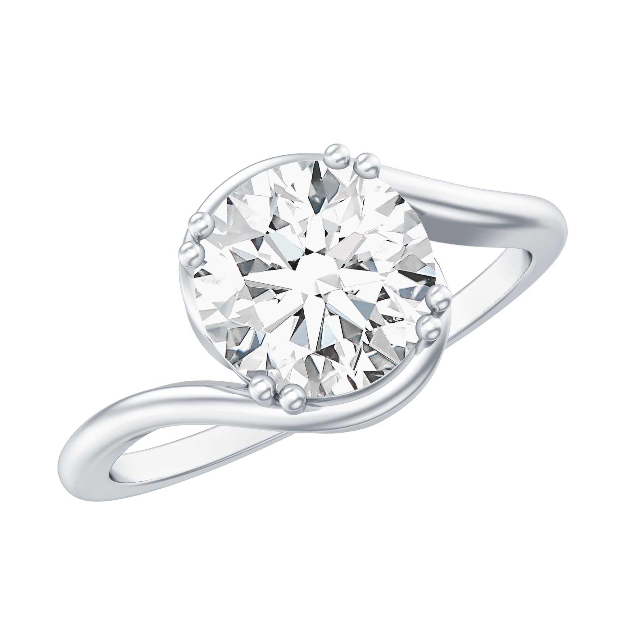 2 Carat Round Moissanite Bypass Engagement Ring D-VS1 - Rosec Jewels