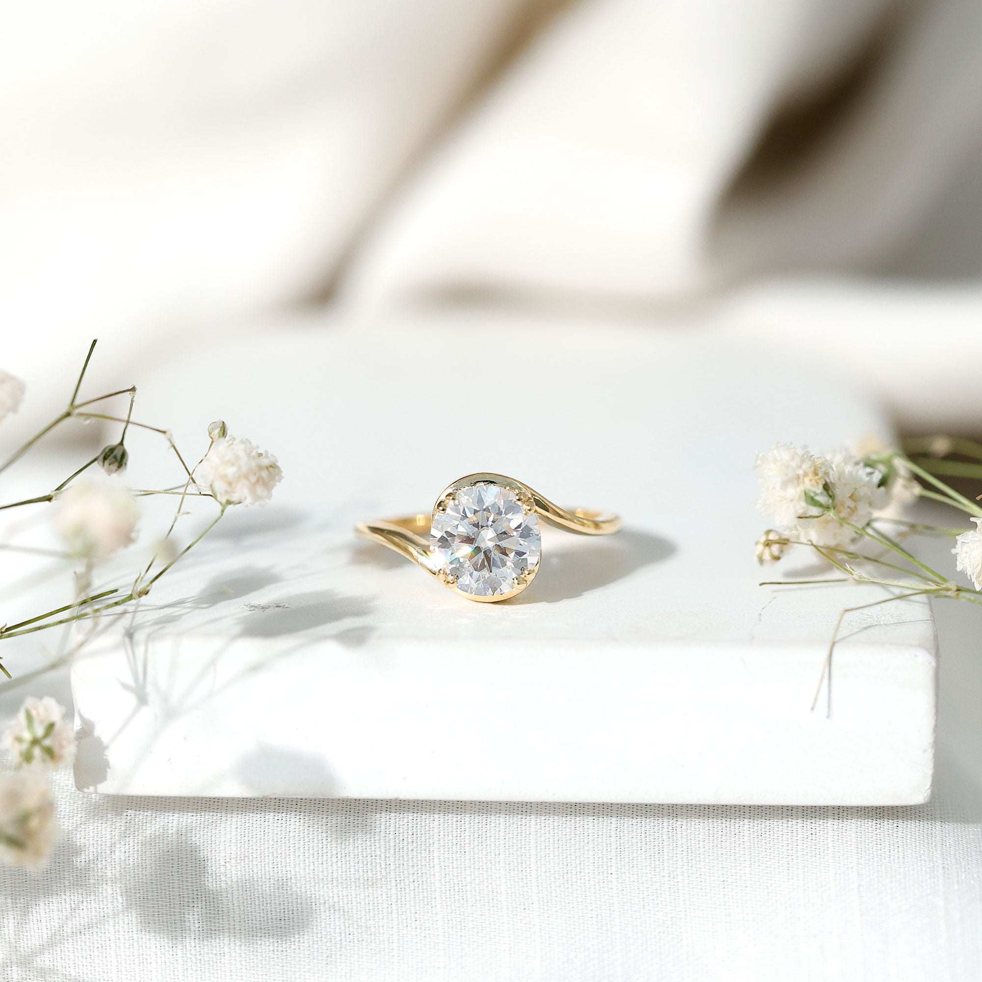 2 Carat Round Moissanite Bypass Engagement Ring D-VS1 - Rosec Jewels