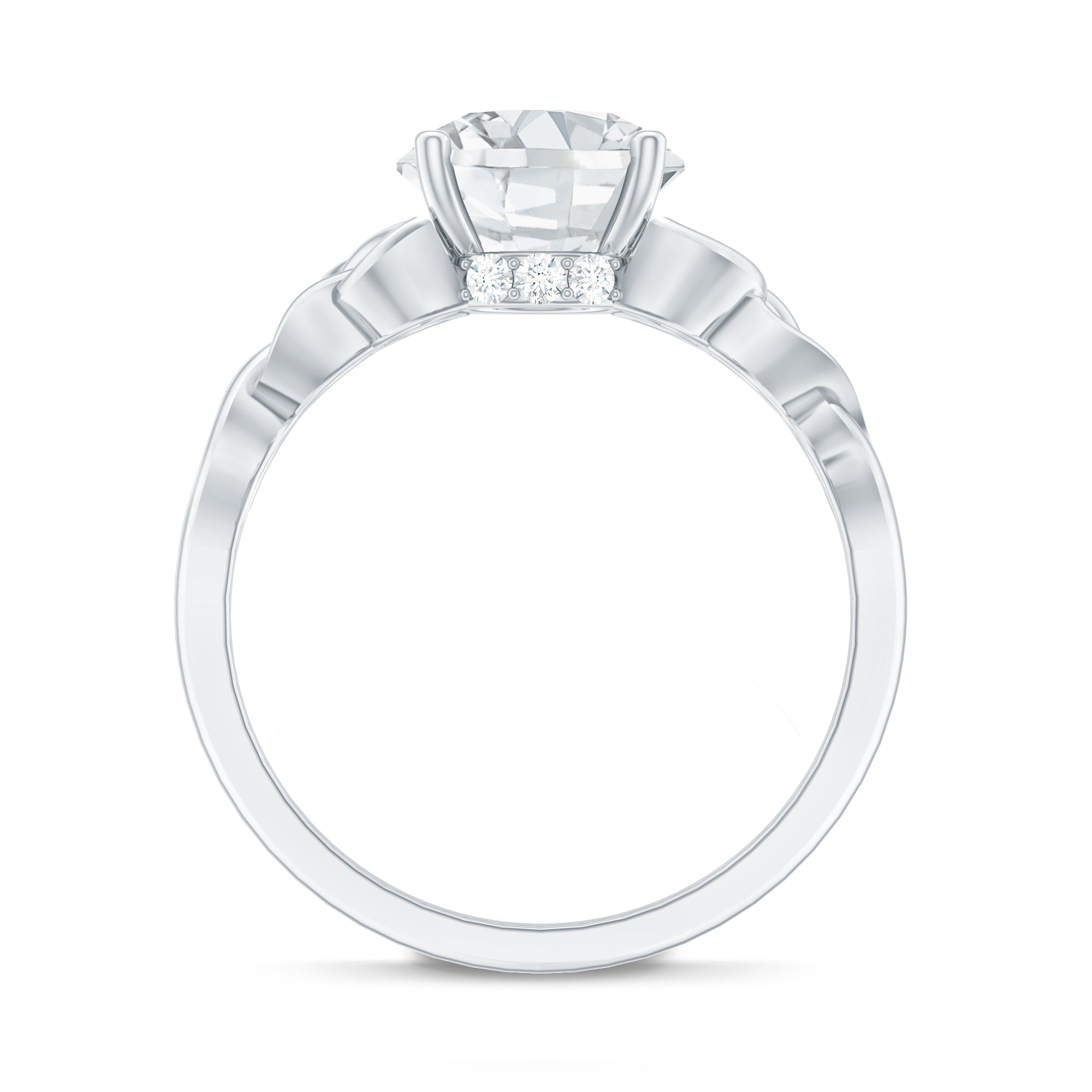 Round Moissanite Solitaire Engagement Ring with Celtic Details D-VS1 - Rosec Jewels