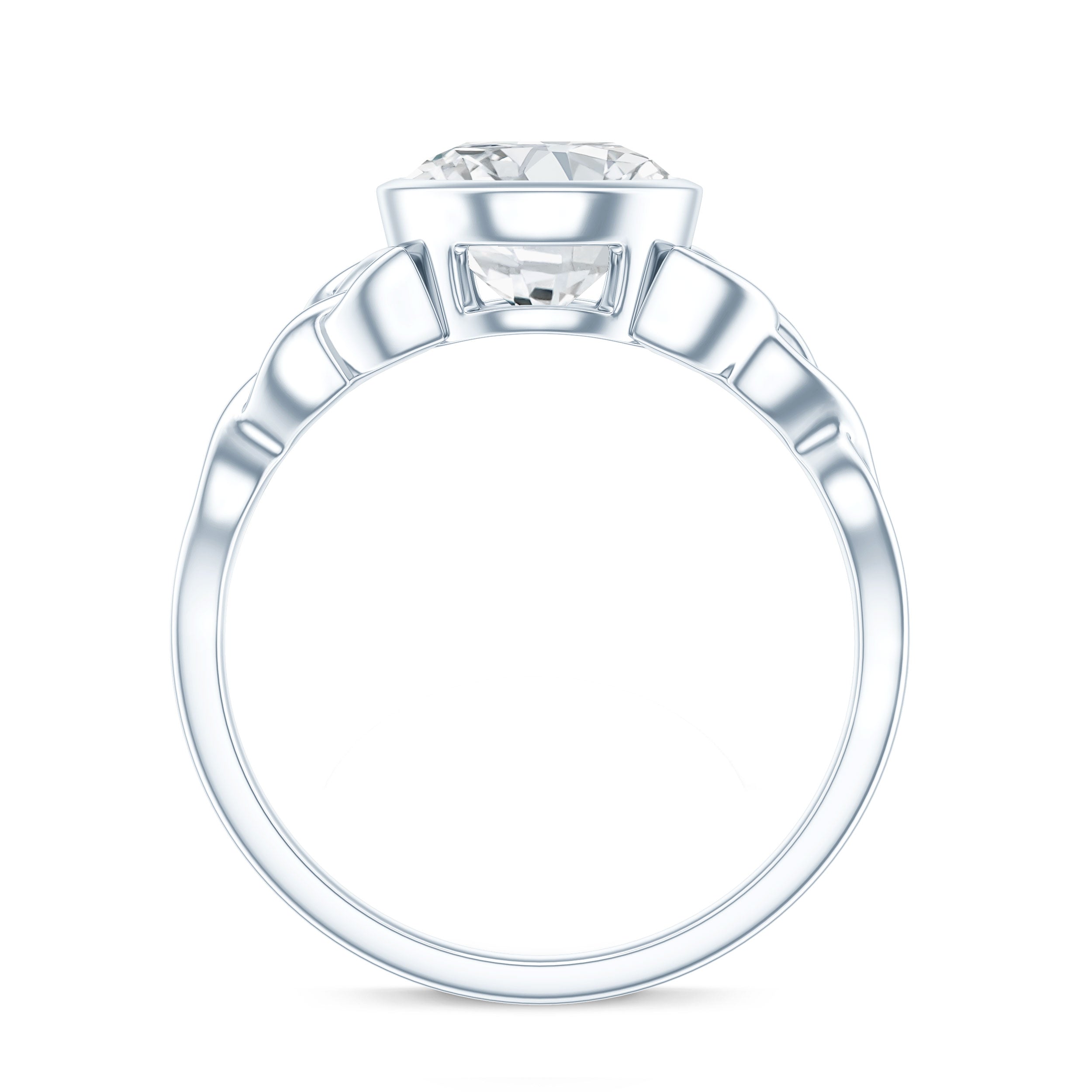 Solitaire Moissanite Celtic Knot Engagement Ring in Bezel Setting D-VS1 - Rosec Jewels