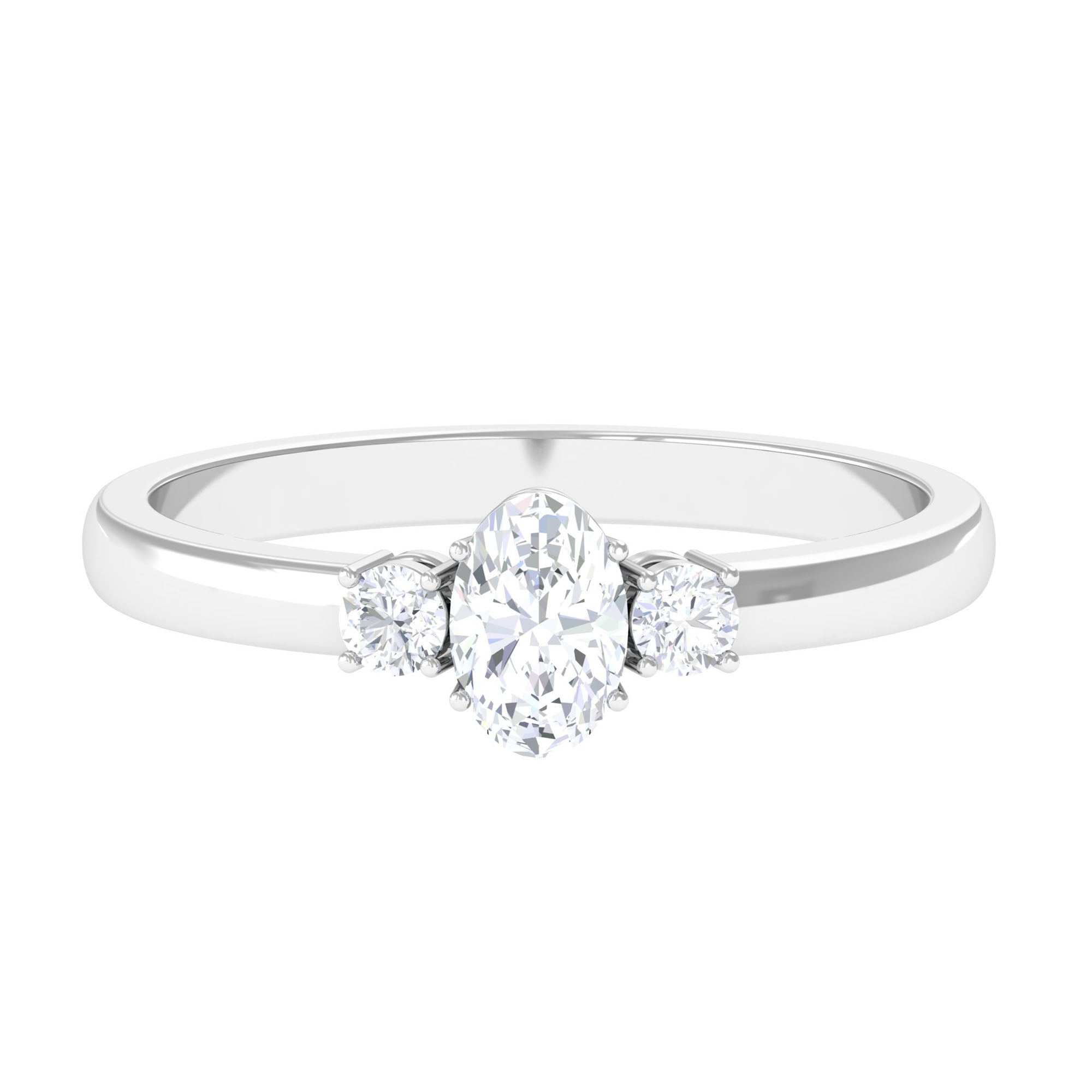 Certified 3 Stone Moissanite Promise Ring for Her D-VS1 - Rosec Jewels