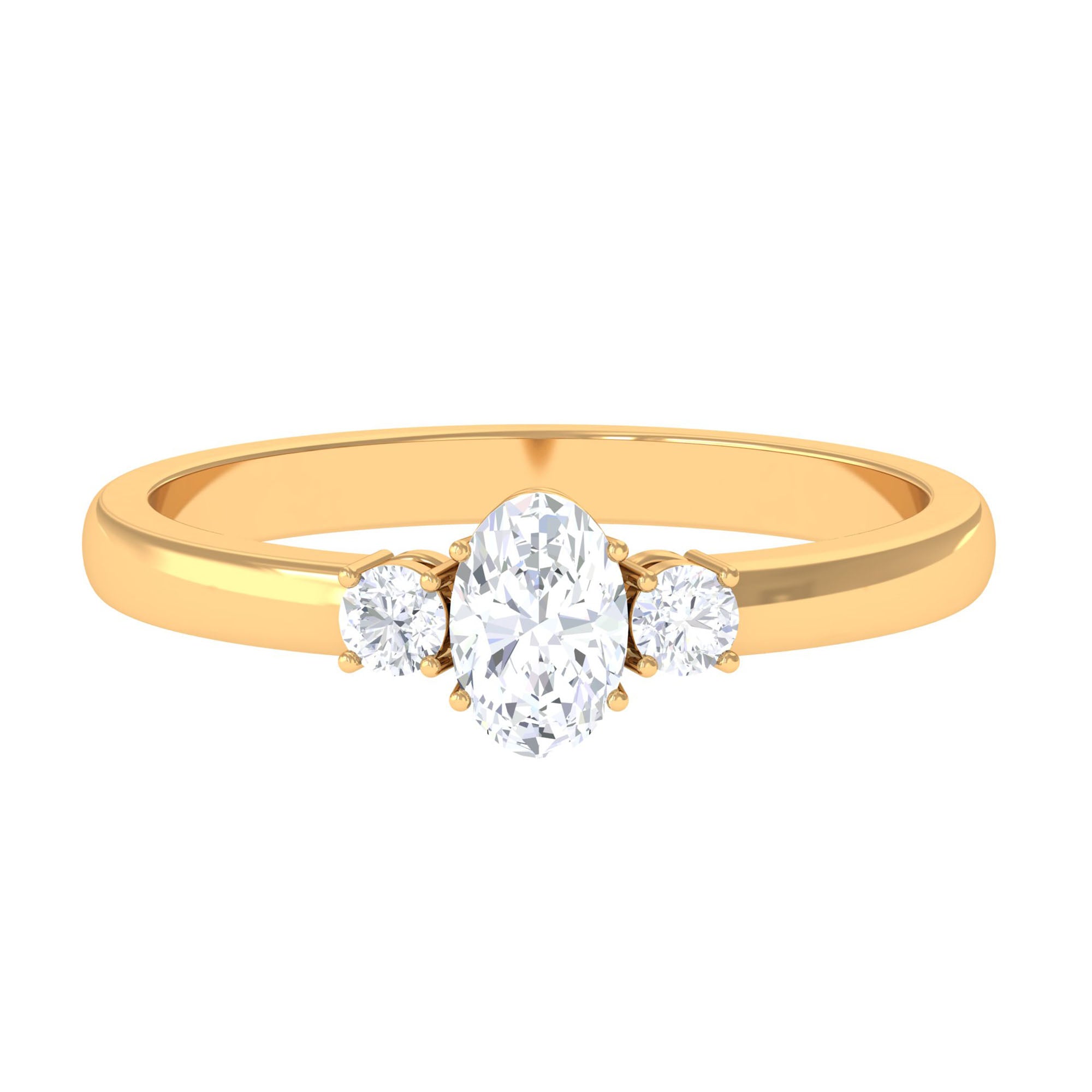 Certified 3 Stone Moissanite Promise Ring for Her D-VS1 - Rosec Jewels