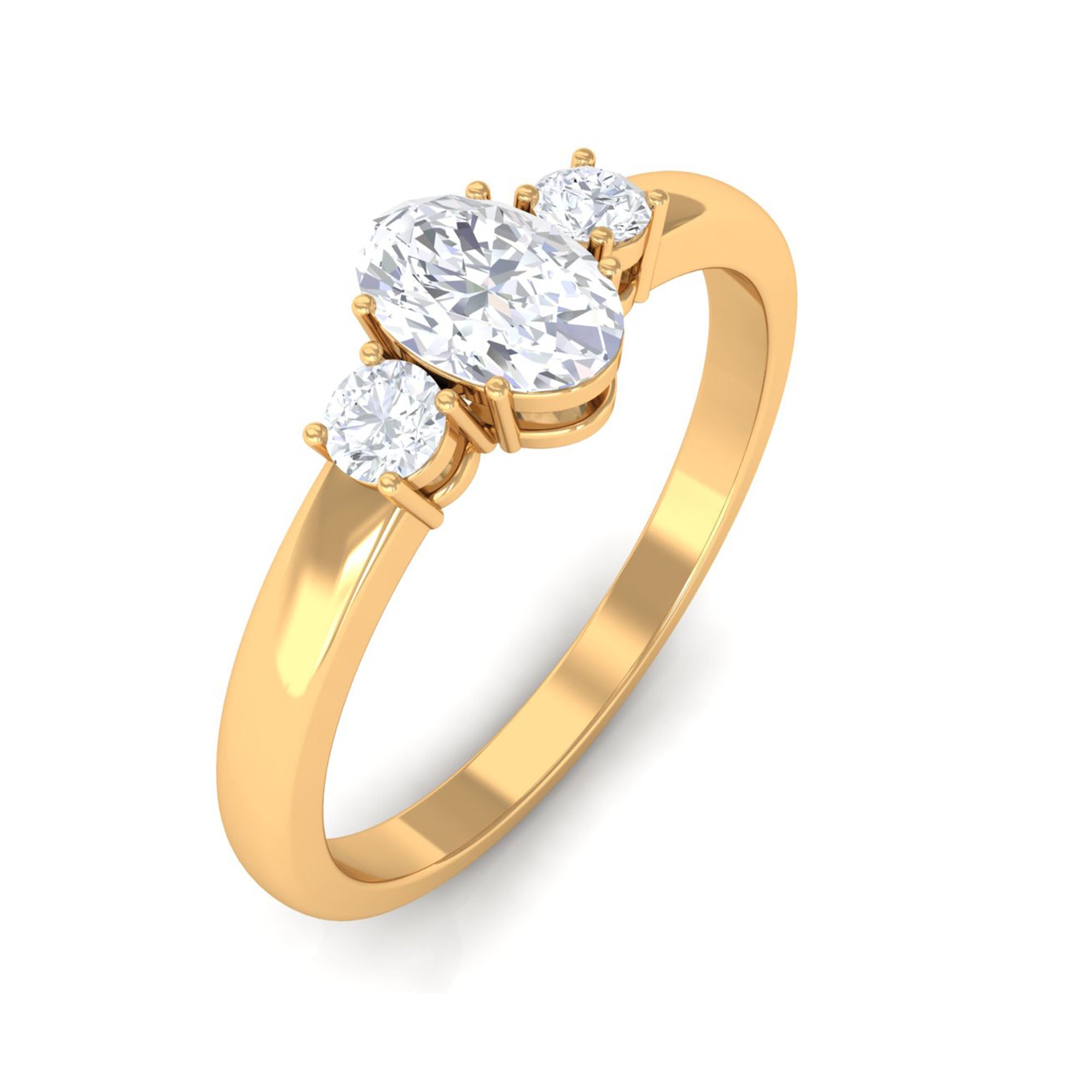 Certified 3 Stone Moissanite Promise Ring for Her D-VS1 - Rosec Jewels