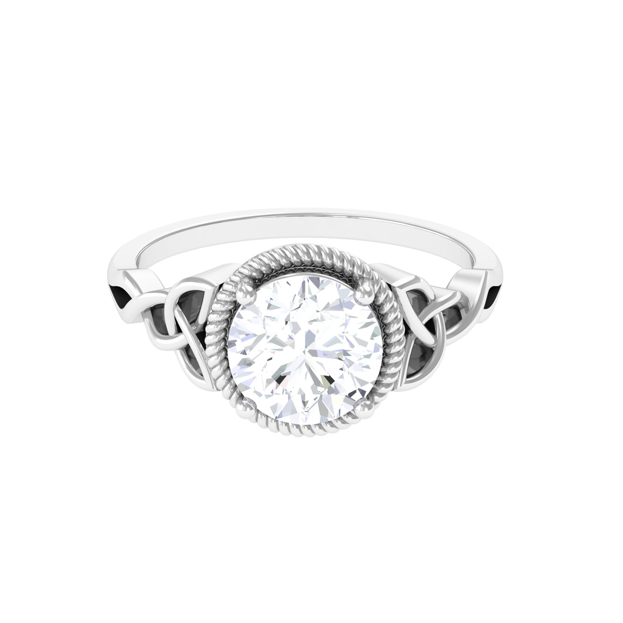 Brilliant Cut Moissanite Engagement Ring with Rope Frame