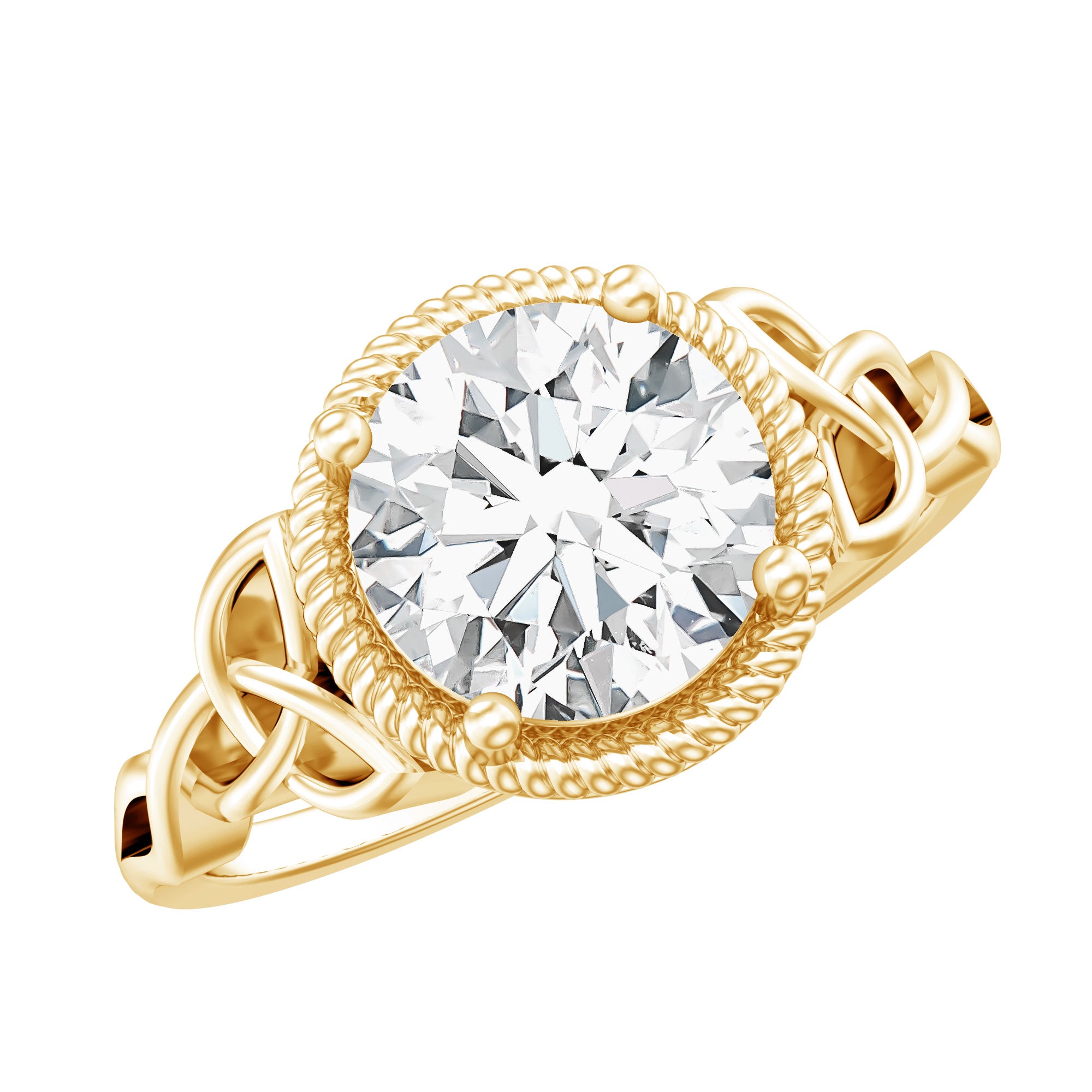 Brilliant Cut Moissanite Engagement Ring with Rope Frame D-VS1 - Rosec Jewels