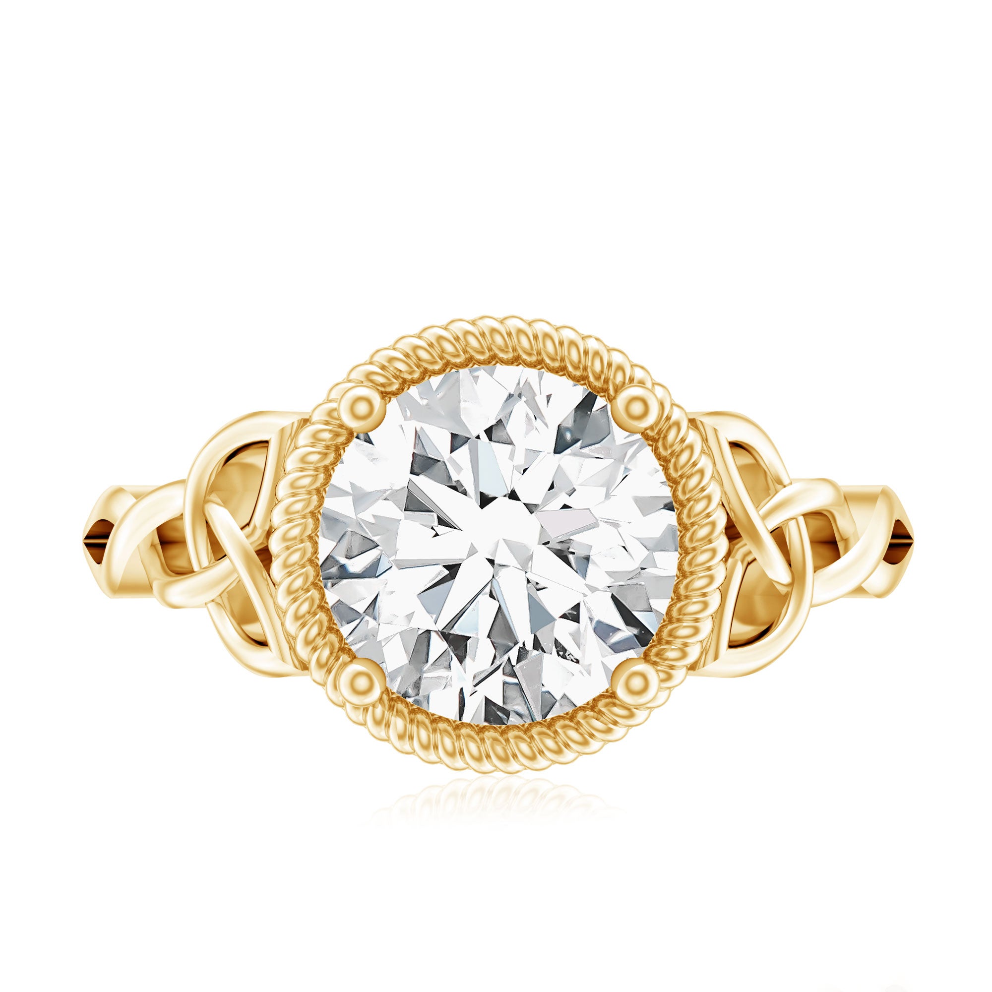 Brilliant Cut Moissanite Engagement Ring with Rope Frame D-VS1 - Rosec Jewels