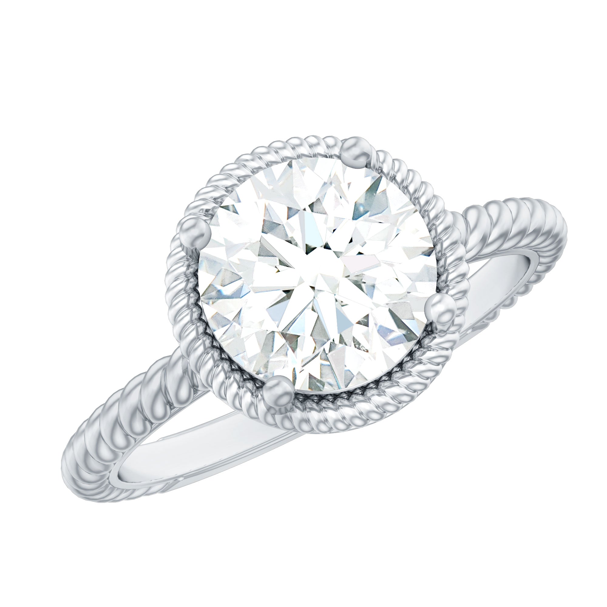 2 CT Solitaire Moissanite Engagement Ring in Split Shank
