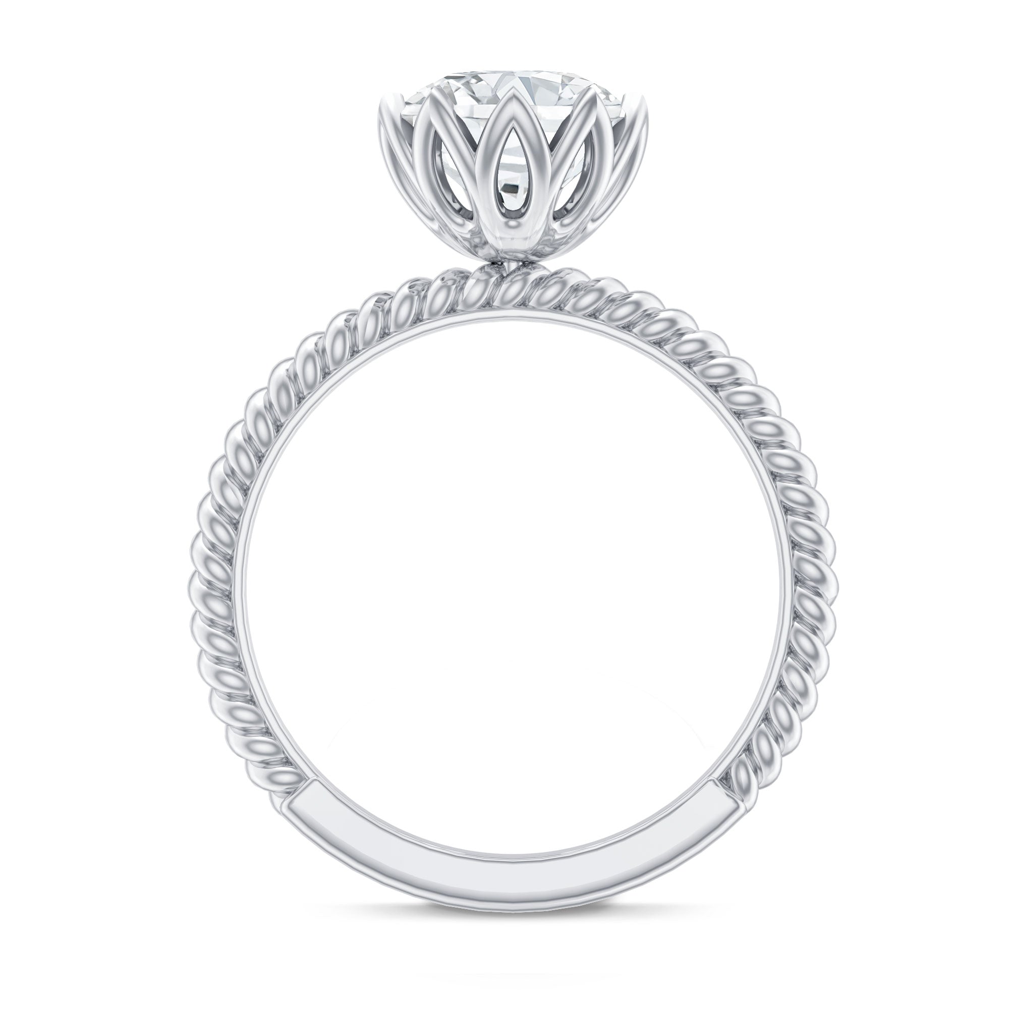 2 CT Moissanite Engagement Ring with Twisted Rope Band D-VS1 - Rosec Jewels