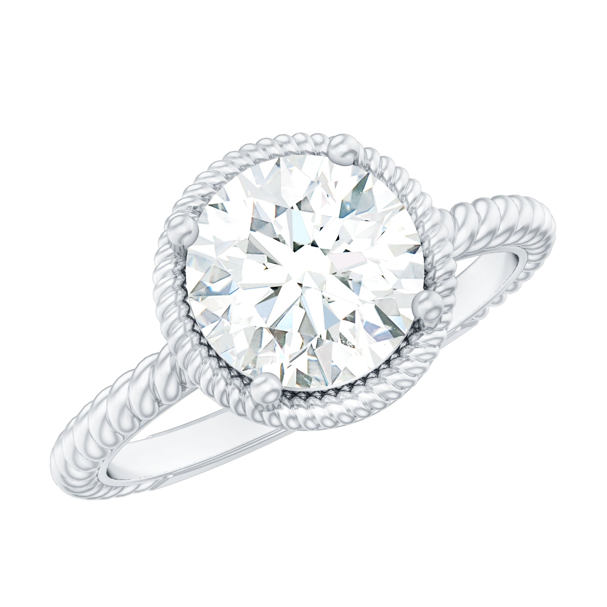 Brilliant Cut 8 MM Moissanite Rope Band Engagement Ring