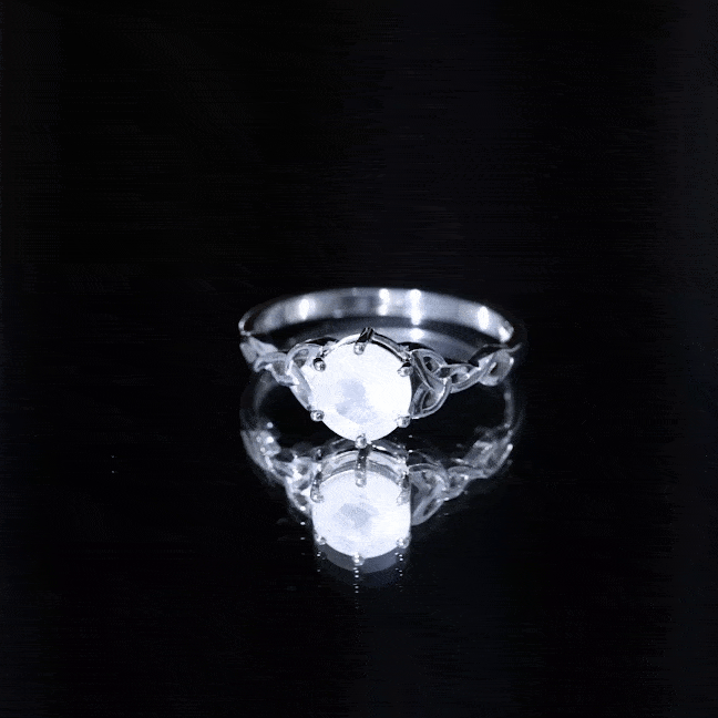 Genuine Moonstone Celtic Engagement Ring for Women AAA - Rosec Jewels