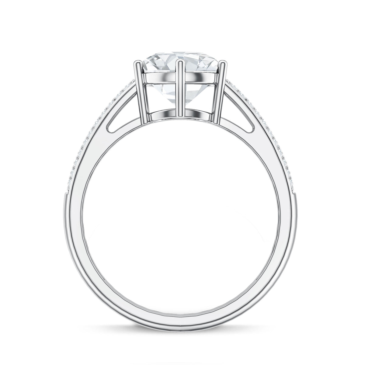 Certified Moissanite Side Stone Engagement Ring for Women D-VS1 - Rosec Jewels