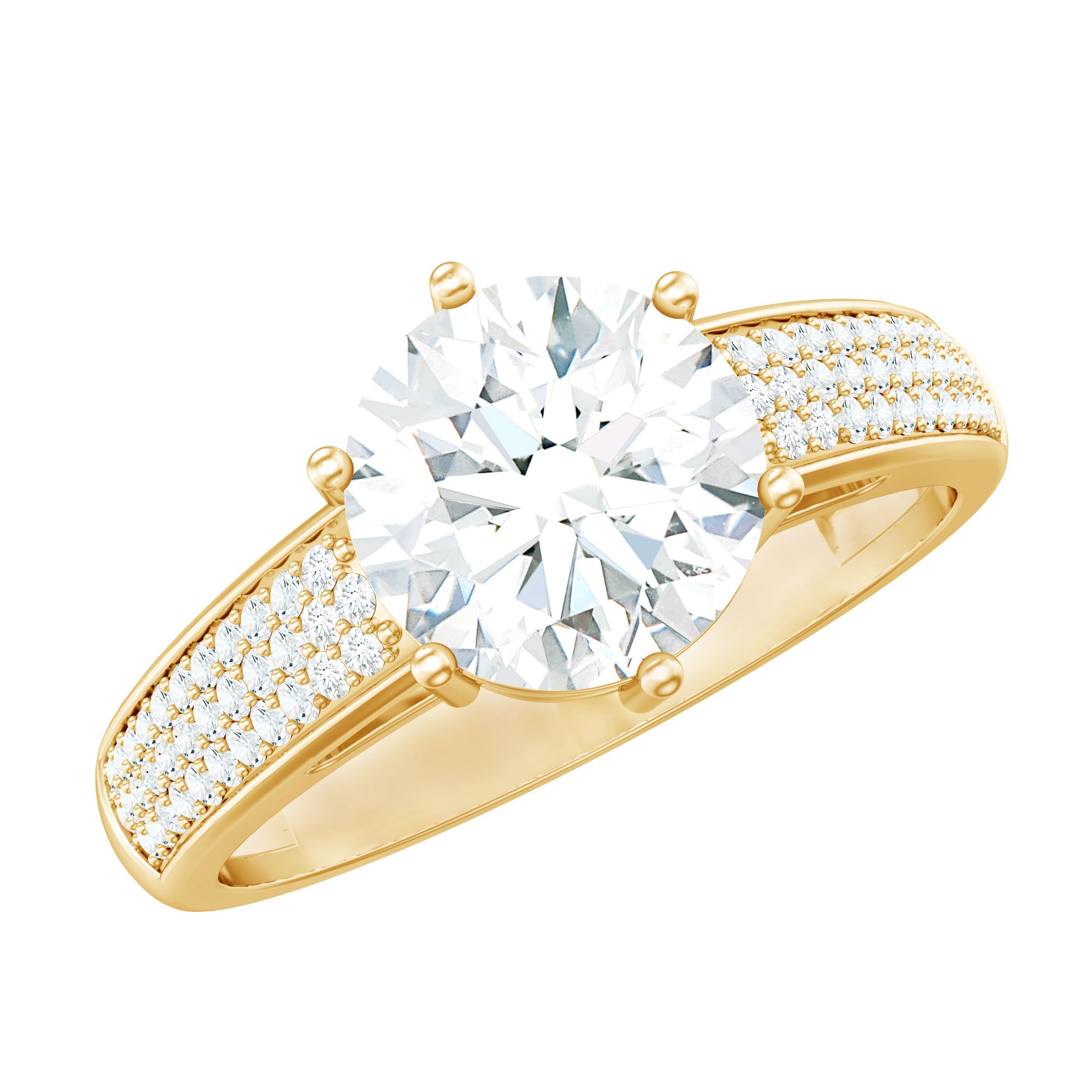 Certified Moissanite Side Stone Engagement Ring for Women D-VS1 - Rosec Jewels