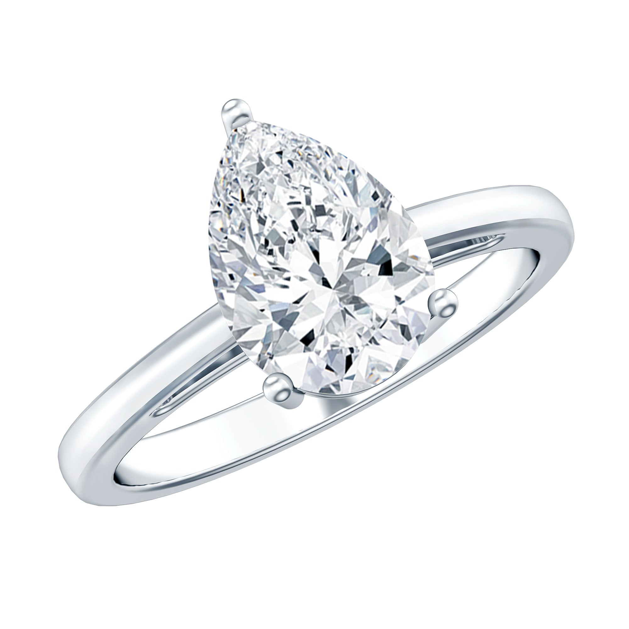 2 CT Moissanite Pear Shaped Engagement Ring for Women D-VS1 - Rosec Jewels