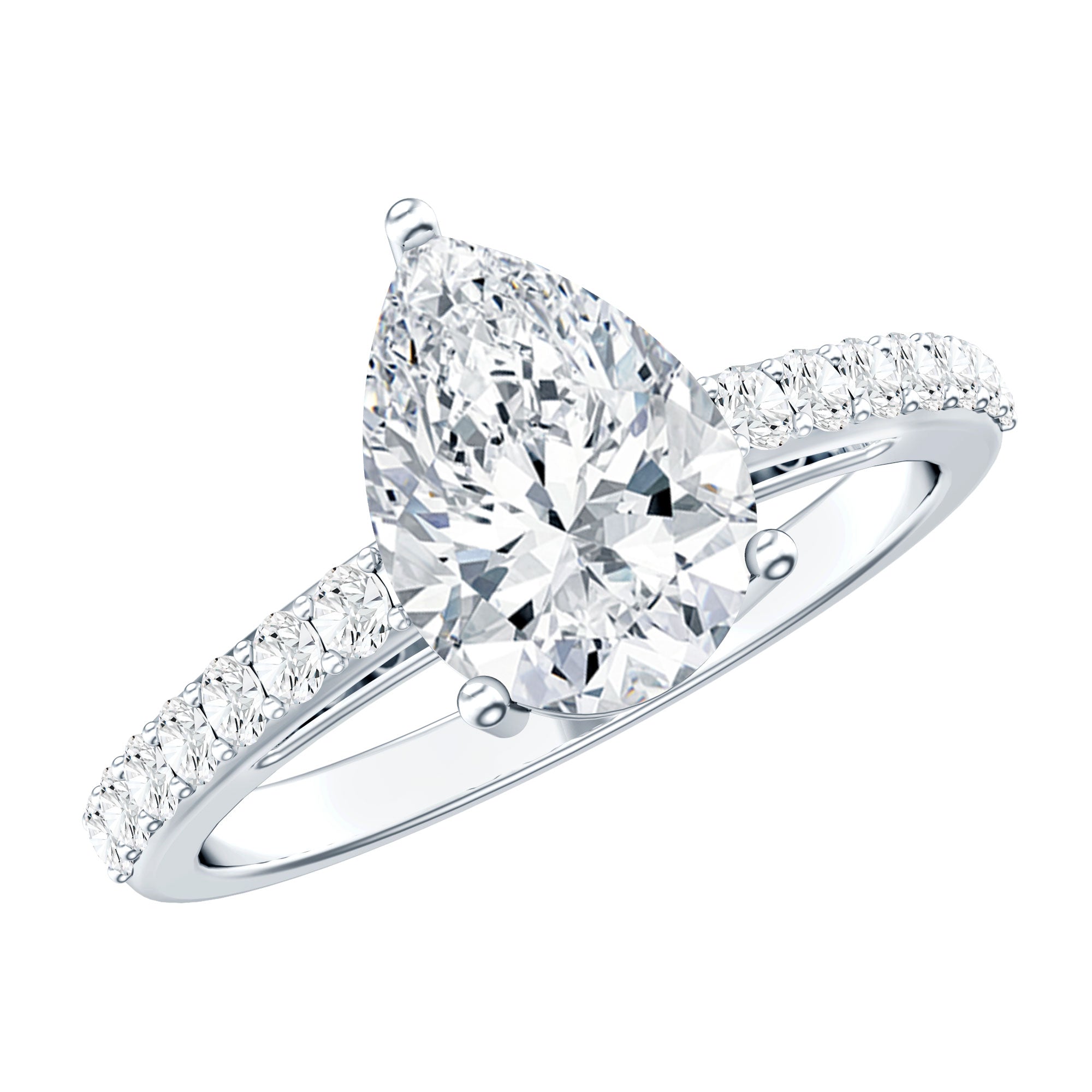 Certified Moissanite Teardrop Engagement Ring D-VS1 - Rosec Jewels