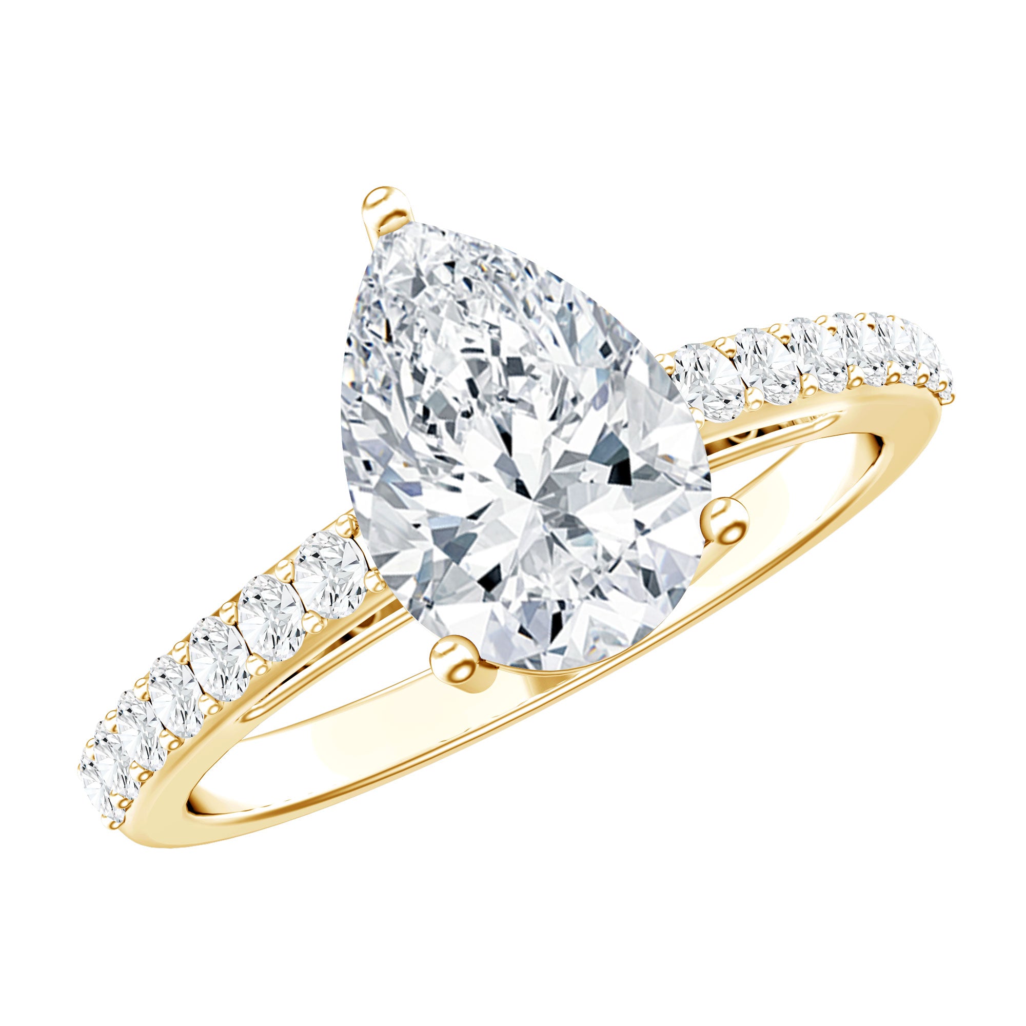 Certified Moissanite Teardrop Engagement Ring D-VS1 - Rosec Jewels
