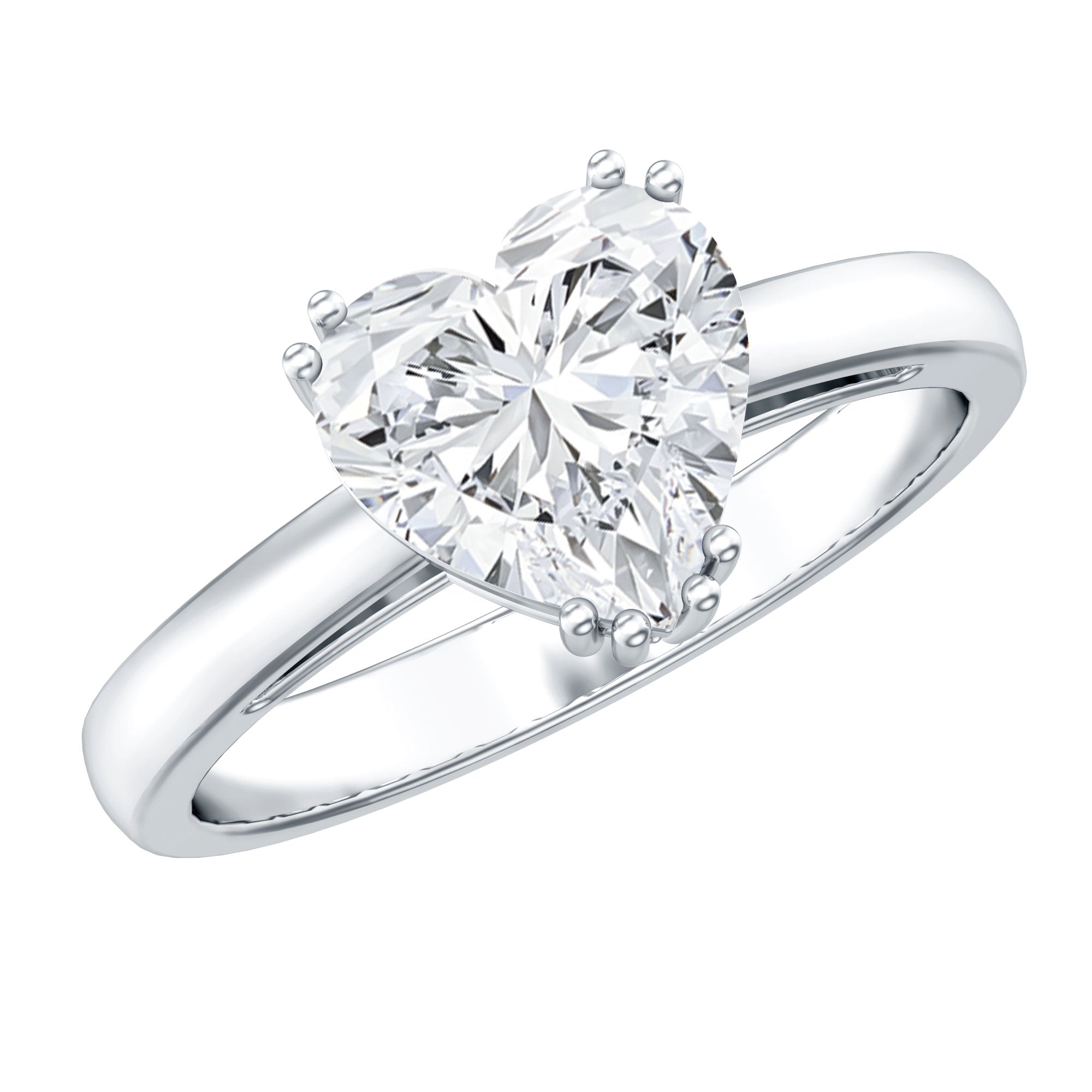 Certified Solitaire Moissanite Heart Engagement Ring For Women D-VS1 - Rosec Jewels