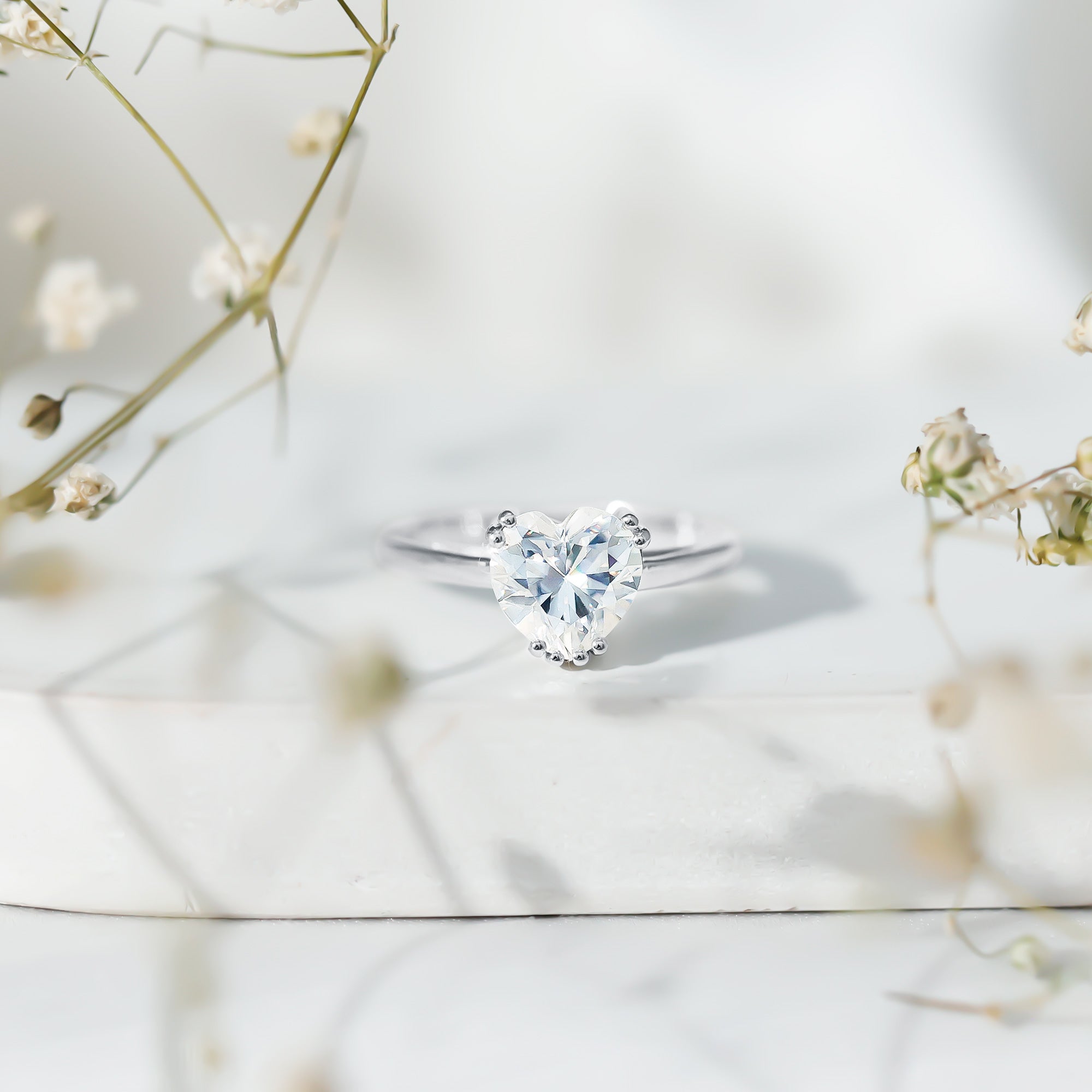 Certified Solitaire Moissanite Heart Engagement Ring For Women D-VS1 - Rosec Jewels