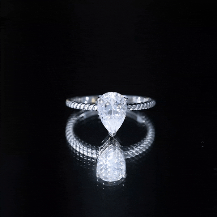 Brilliant Cut Solitaire Moissanite Pear Shaped Engagement Ring D-VS1 - Rosec Jewels