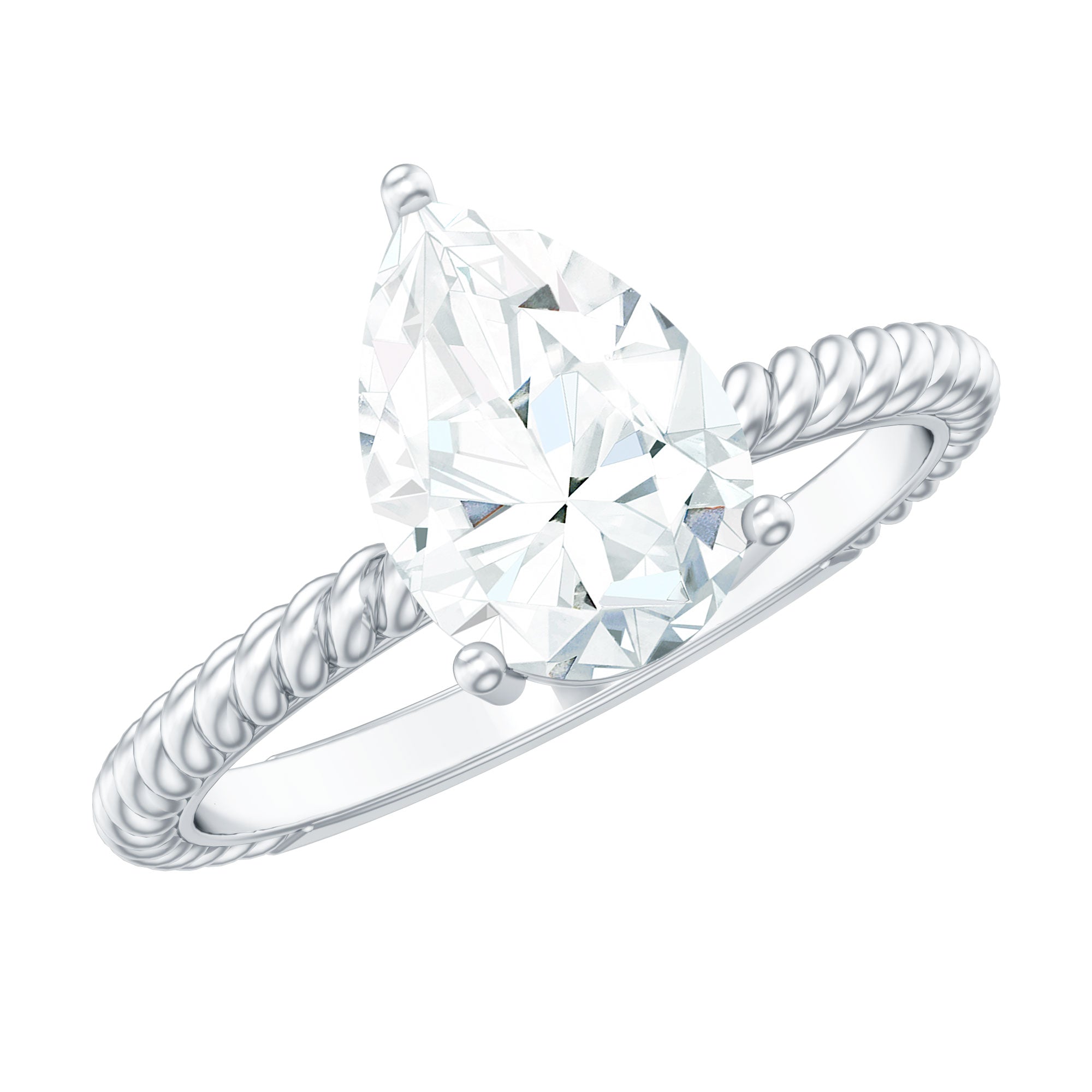 Brilliant Cut Solitaire Moissanite Pear Shaped Engagement Ring D-VS1 - Rosec Jewels