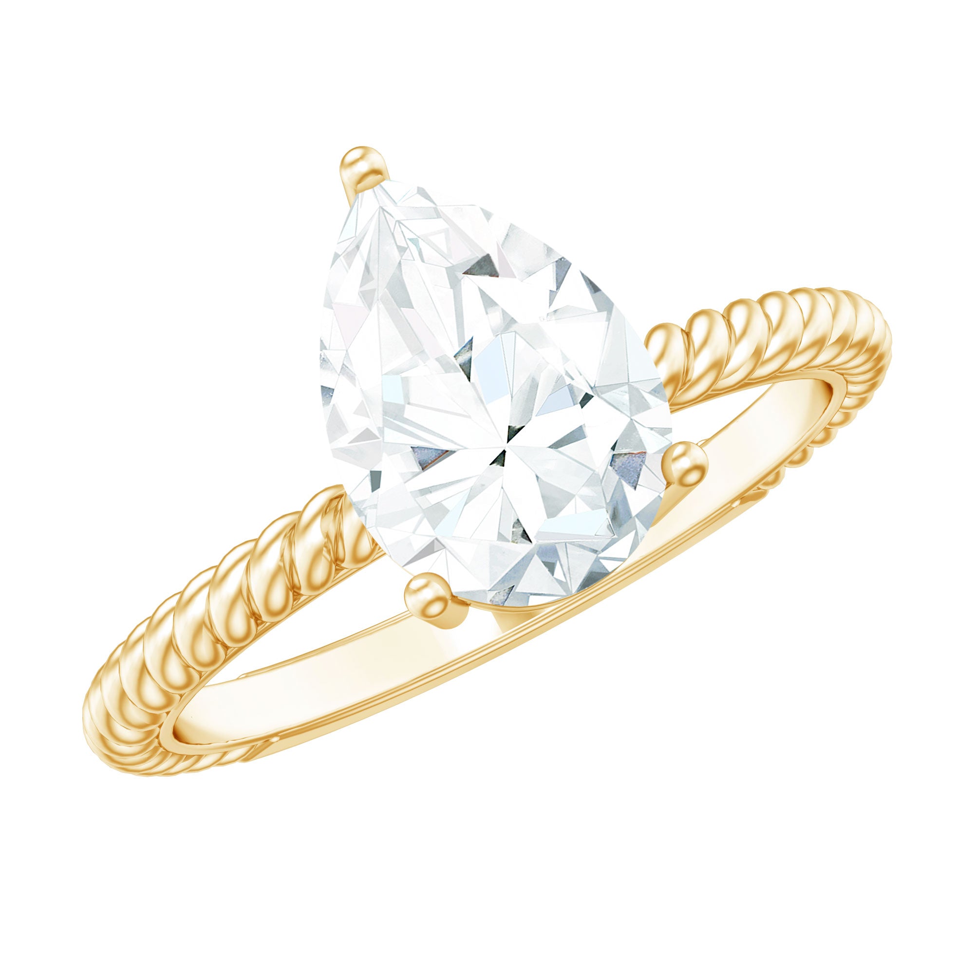 Brilliant Cut Solitaire Moissanite Pear Shaped Engagement Ring D-VS1 - Rosec Jewels