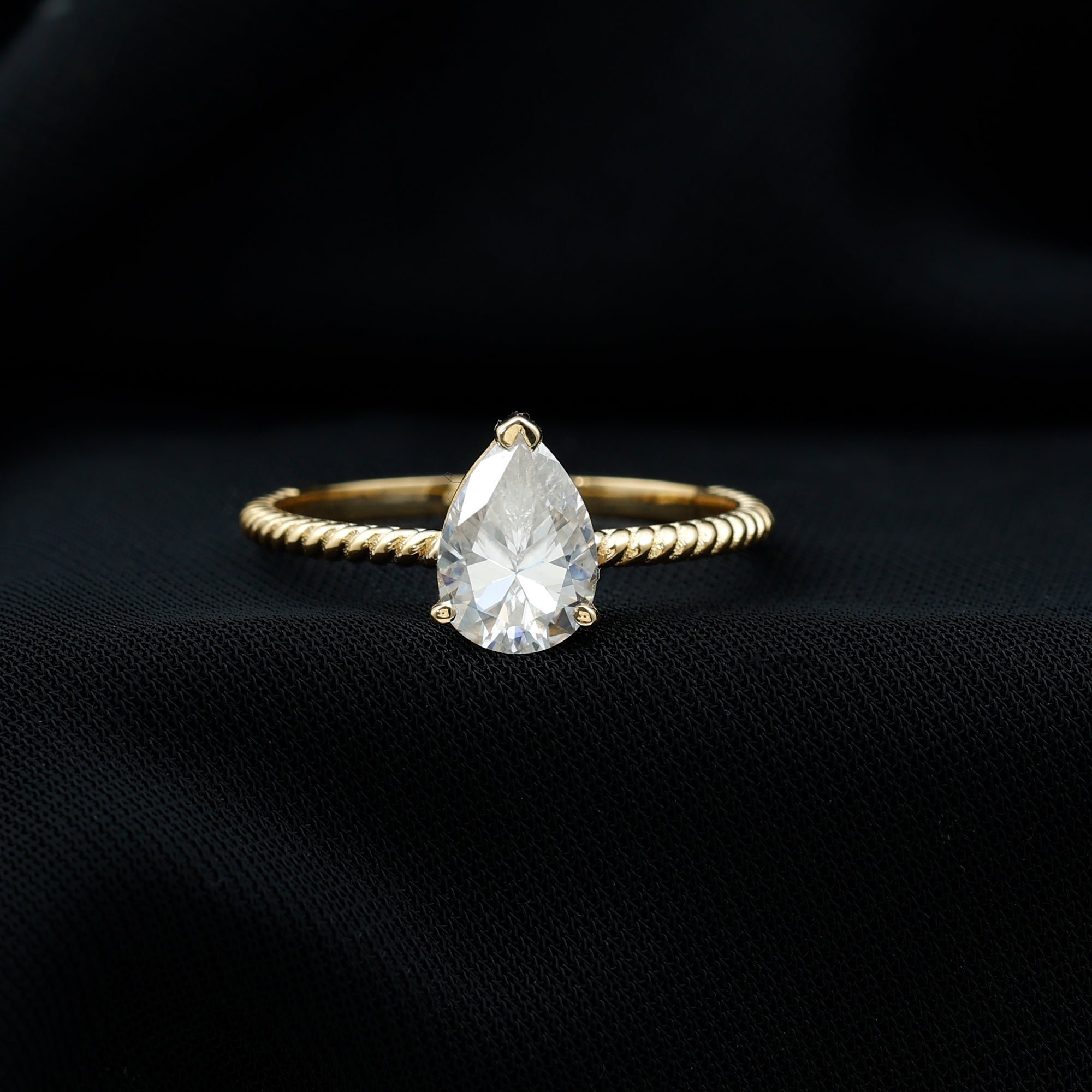 Brilliant Cut Solitaire Moissanite Pear Shaped Engagement Ring D-VS1 - Rosec Jewels