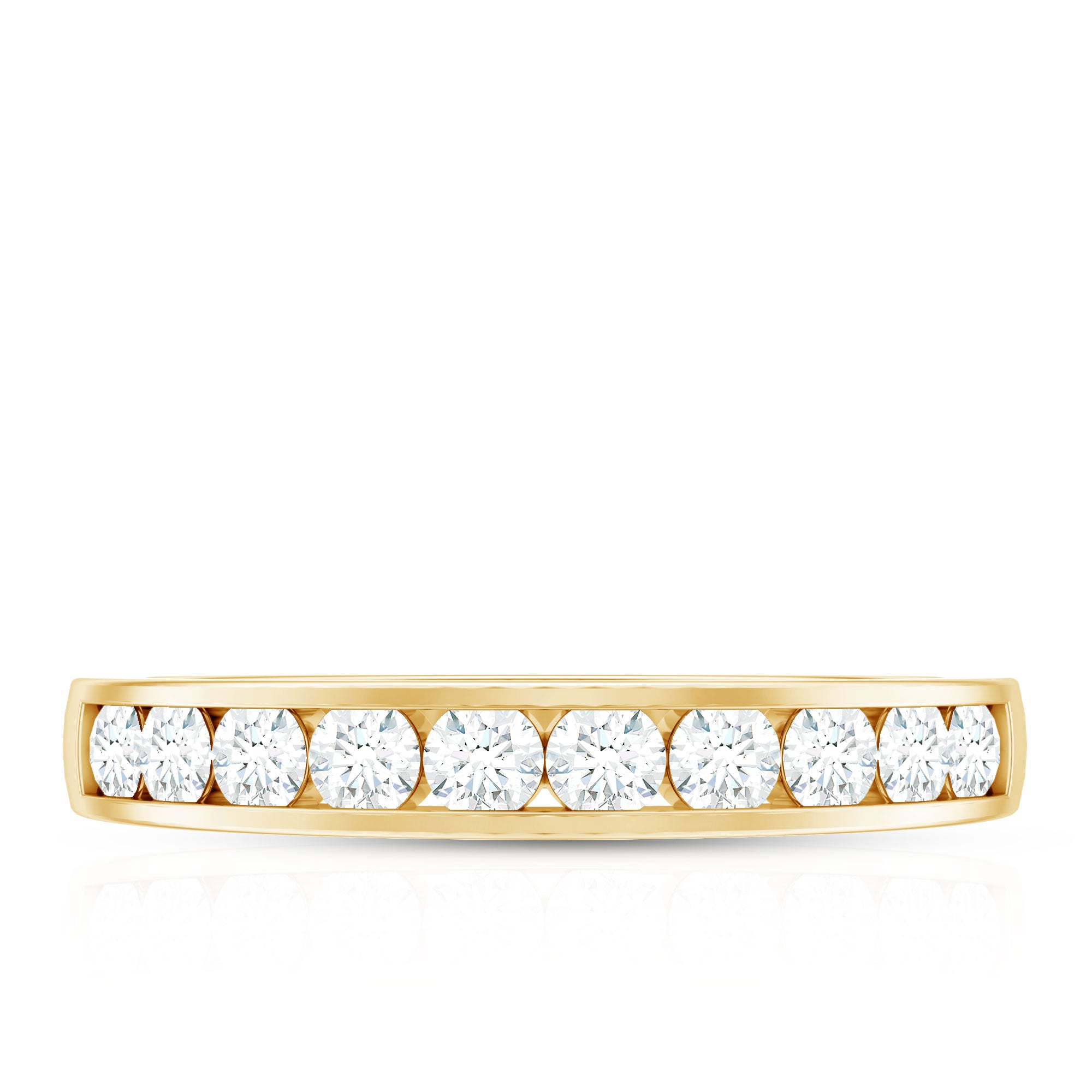 Channel Set Moissanite Half Eternity Band Ring D-VS1 - Rosec Jewels
