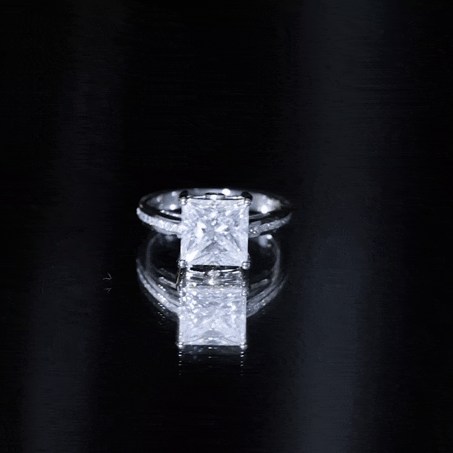 Solitaire Moissanite Princess Cut Engagement Ring with Side Stones D-VS1 - Rosec Jewels
