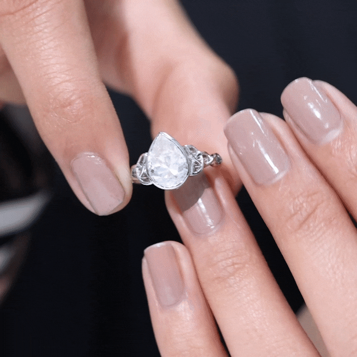 2.2 Carat Pear Shape Moissanite Celtic Knot Engagement Ring D-VS1 - Rosec Jewels