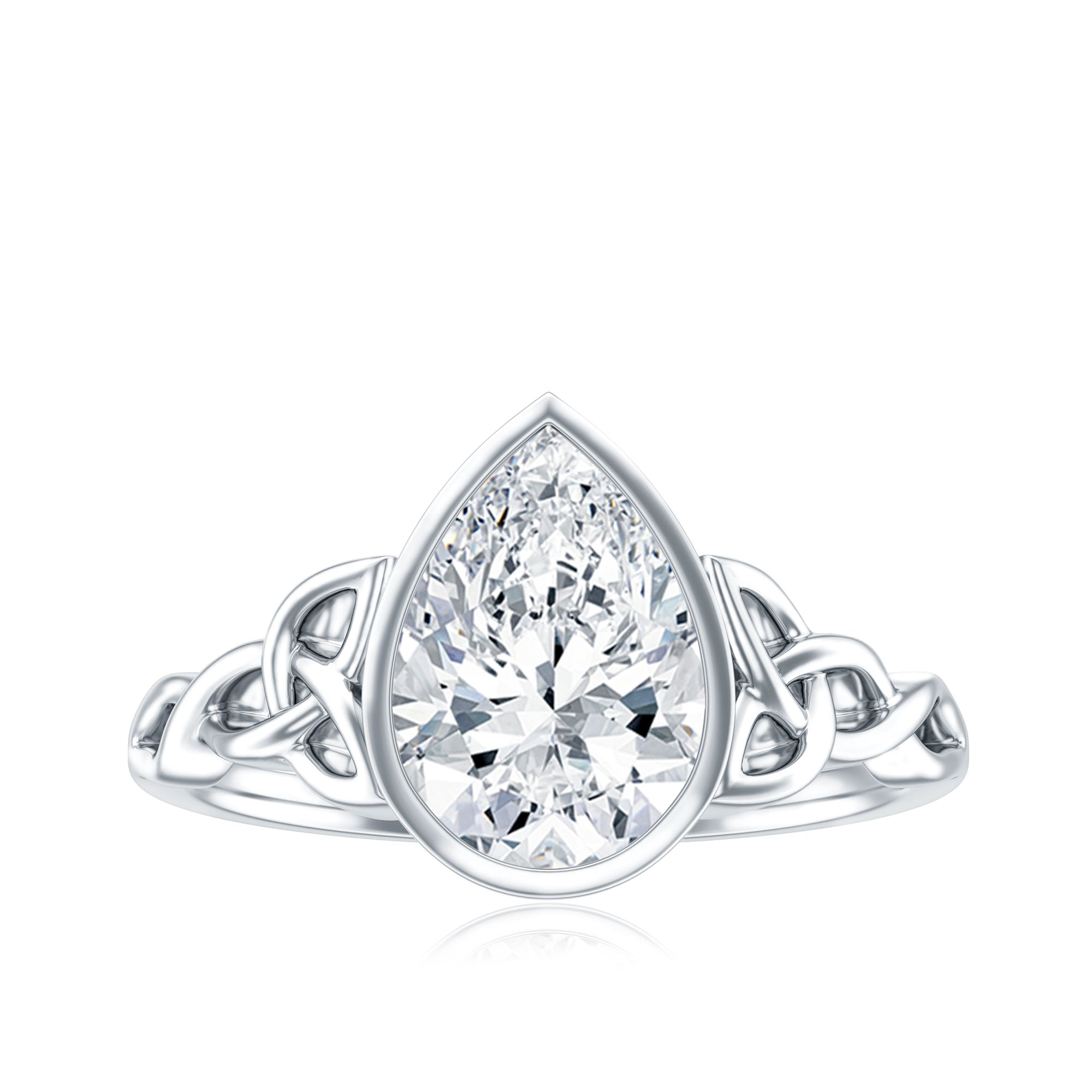 2.2 Carat Pear Shape Moissanite Celtic Knot Engagement Ring D-VS1 - Rosec Jewels
