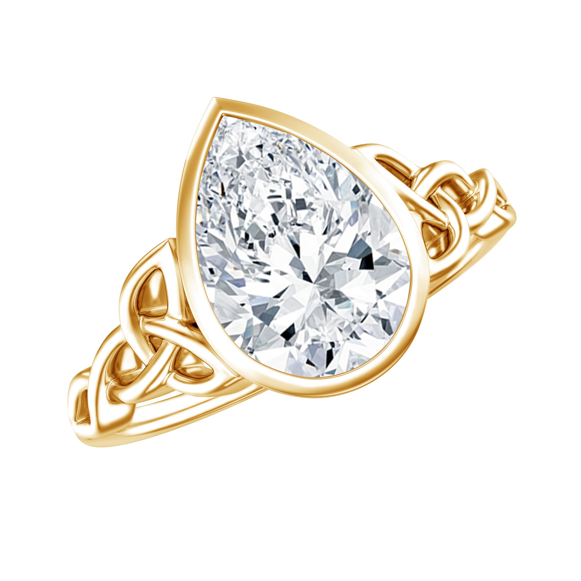 2.2 Carat Pear Shape Moissanite Celtic Knot Engagement Ring D-VS1 - Rosec Jewels