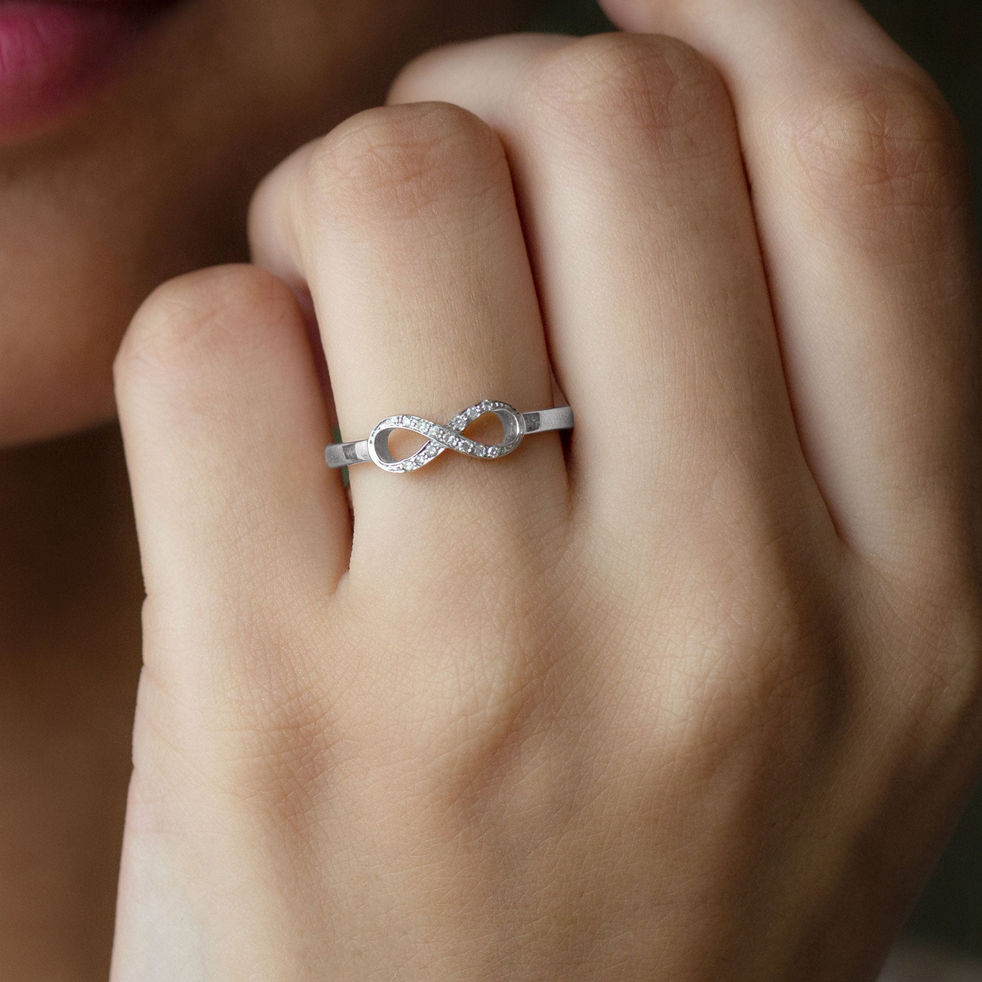 Certified Real Diamond Infinity Promise Ring Natural - ( HI-SI ) - Rosec Jewels
