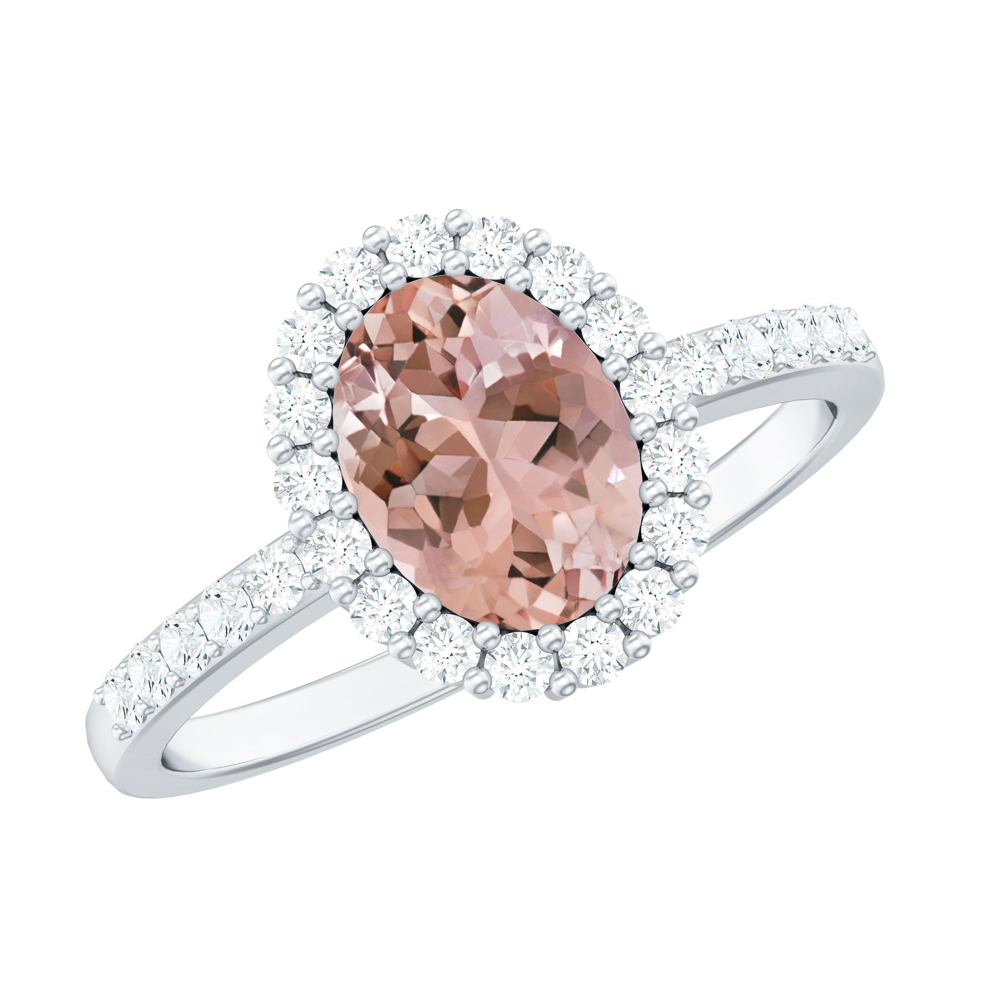 Oval Morganite Simple Engagement Ring with Diamond