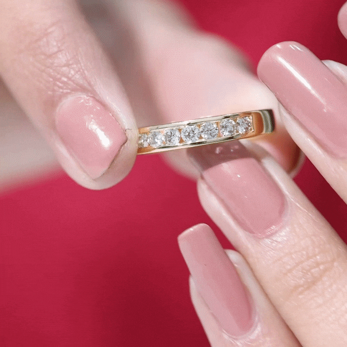 Diamond Seven Stone Band Ring in Channel Setting Natural - ( HI-SI ) - Rosec Jewels