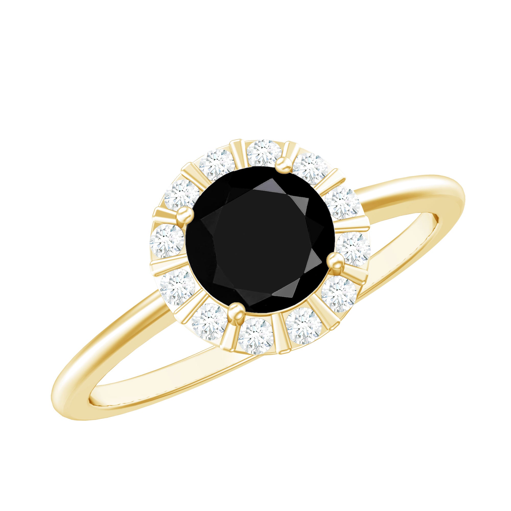Rosec Jewels-1.75 CT Lab Created Black Diamond Promise Ring with Diamond Halo