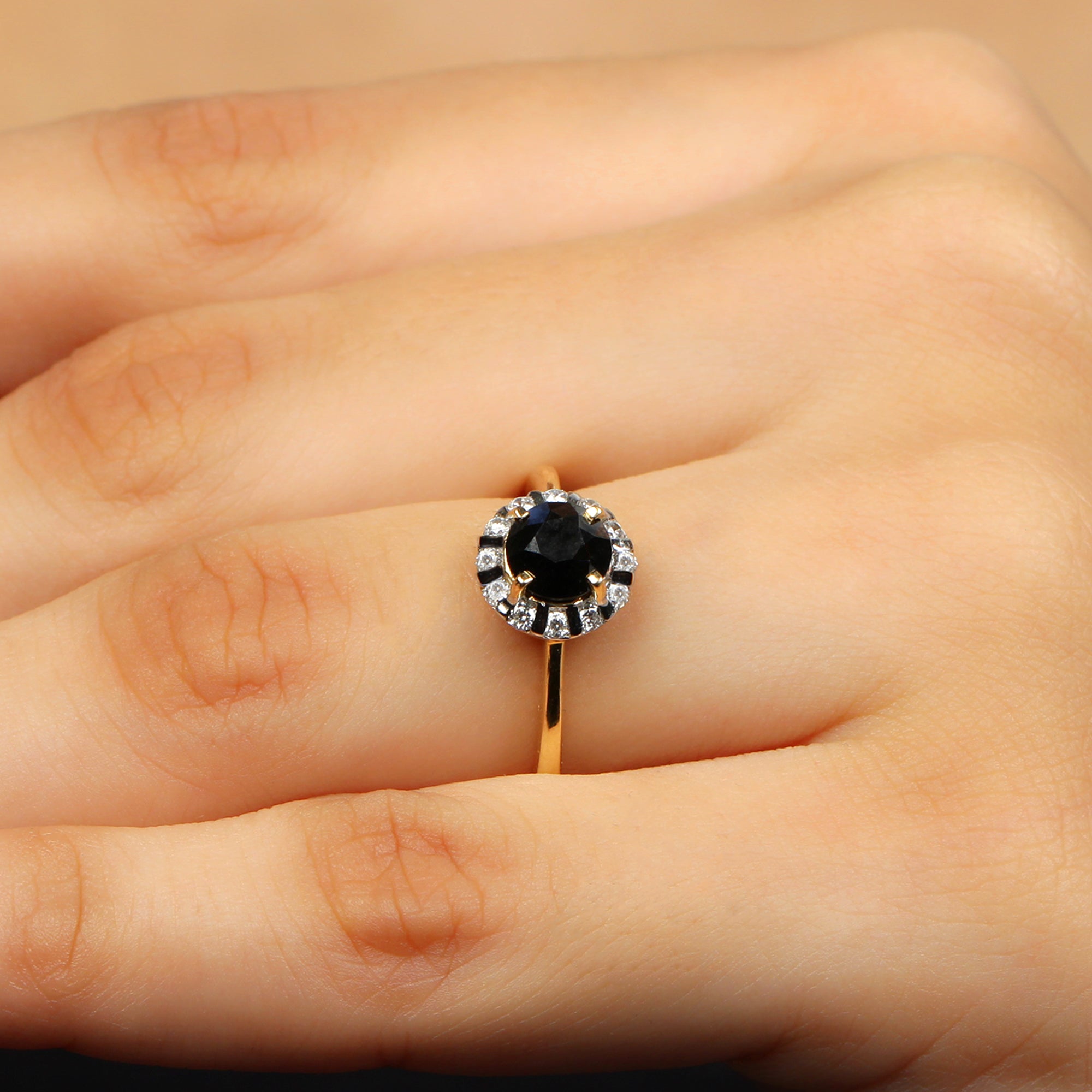 Rosec Jewels-1.75 CT Lab Created Black Diamond Promise Ring with Diamond Halo