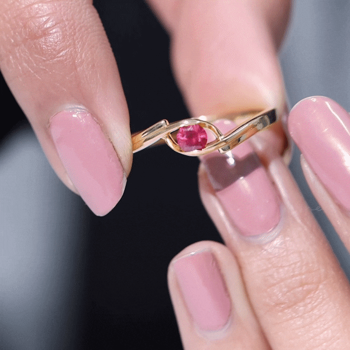 Natural Red Ruby Promise Ring with Bypass Shank AAA - Rosec Jewels