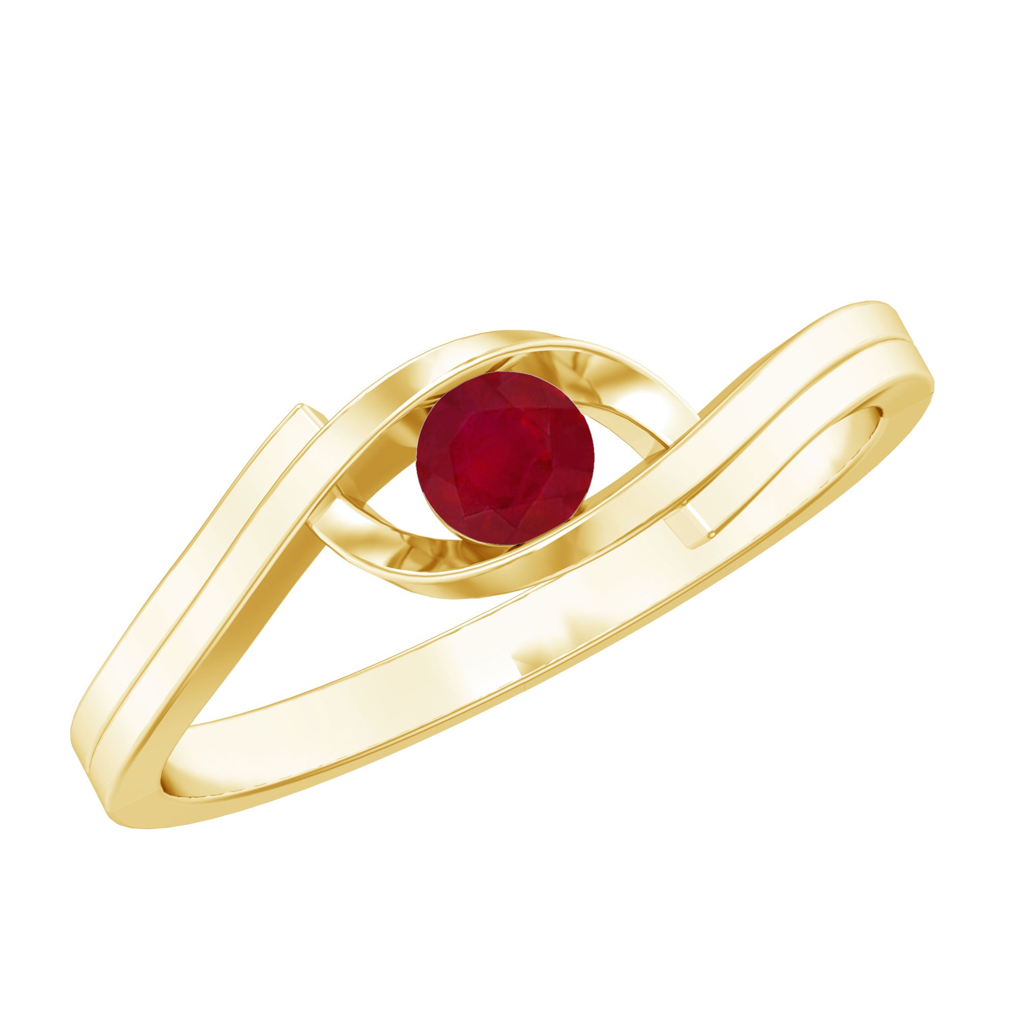 Natural Red Ruby Promise Ring with Bypass Shank AAA - Rosec Jewels