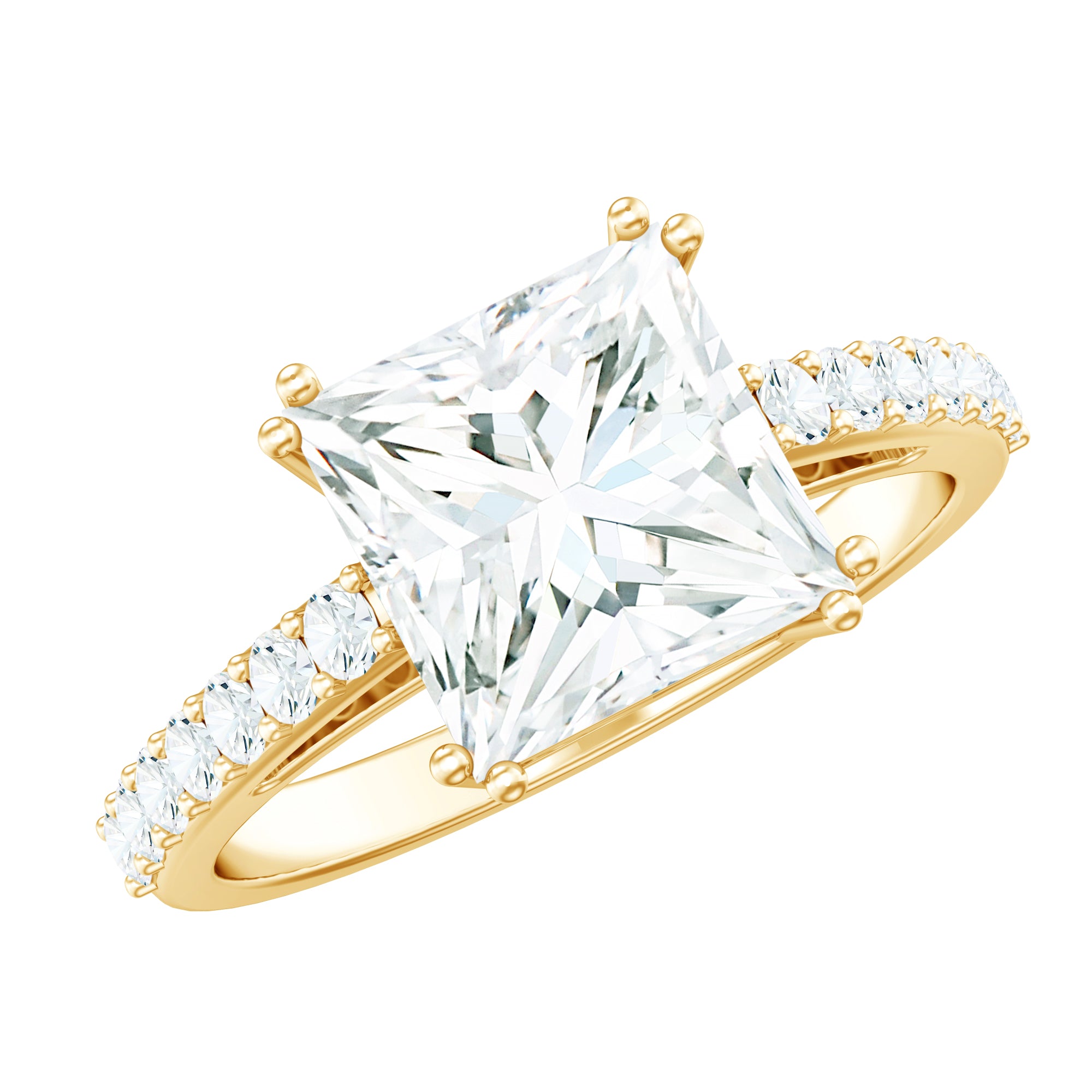 3 Carat Moissanite Princess Cut Engagement Ring With Double Prongs D-VS1 - Rosec Jewels