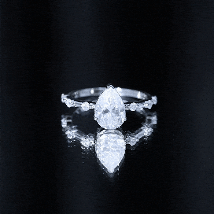 Pear Shaped Moissanite Big Engagement Ring For Women D-VS1 - Rosec Jewels