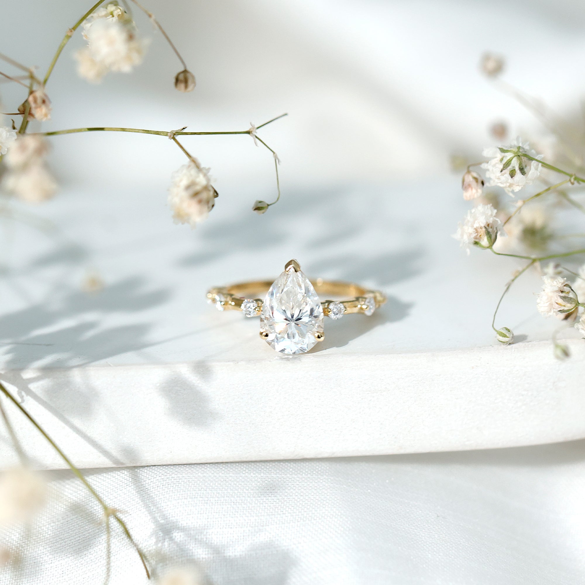 Pear Shaped Moissanite Big Engagement Ring For Women D-VS1 - Rosec Jewels